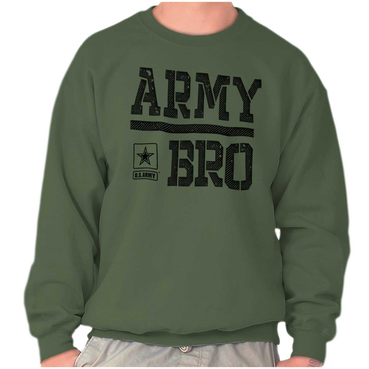 Army Bro Crewneck Sweatshirt-Direct To Garment Print-Brisco Apparel