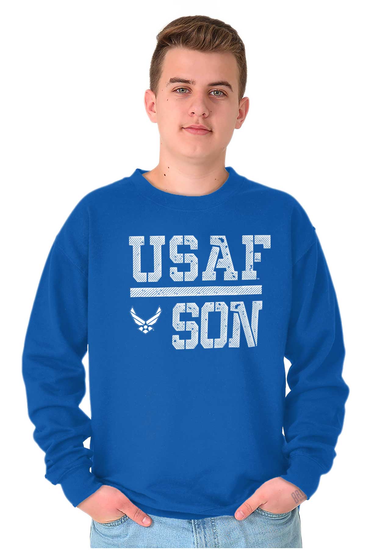 USAF Son Crewneck Sweatshirt-Direct To Garment Print-Brisco Apparel