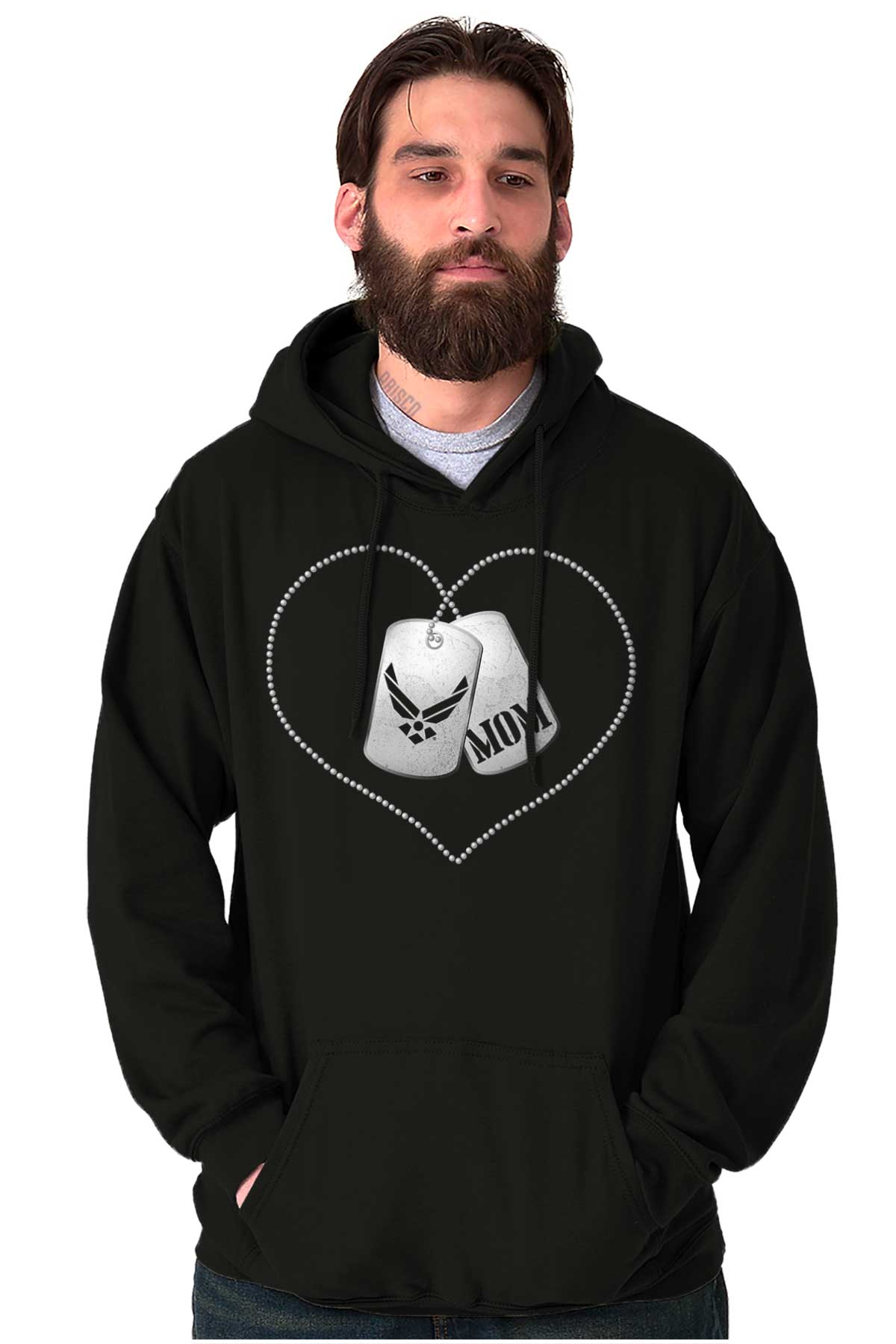 Mom Dog Tag Hoodie-Direct To Garment Print-Brisco Apparel