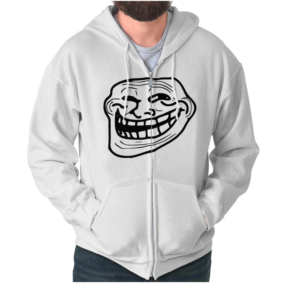 Troll Face Meme Zip Hoodie-Direct To Garment Print-Brisco Apparel