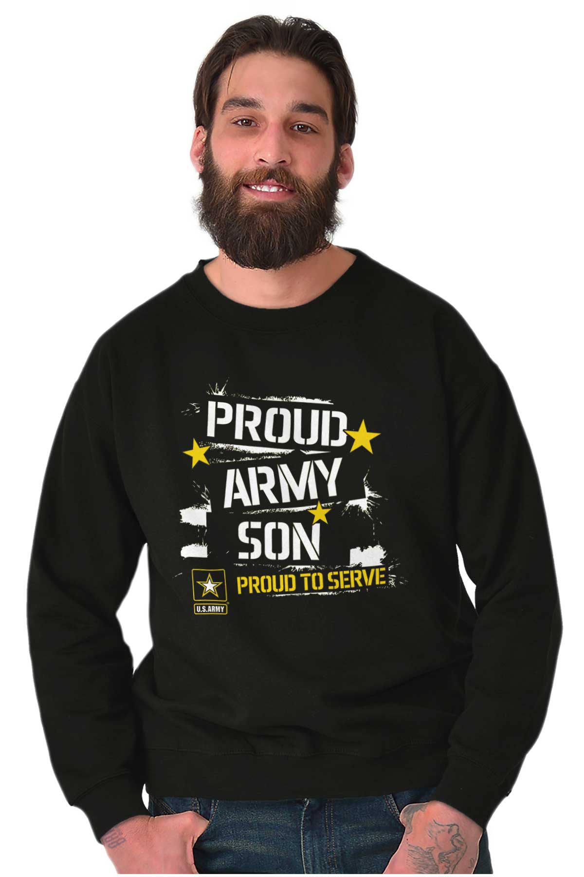 Proud Army Son Crewneck Sweatshirt-Direct To Garment Print-Brisco Apparel