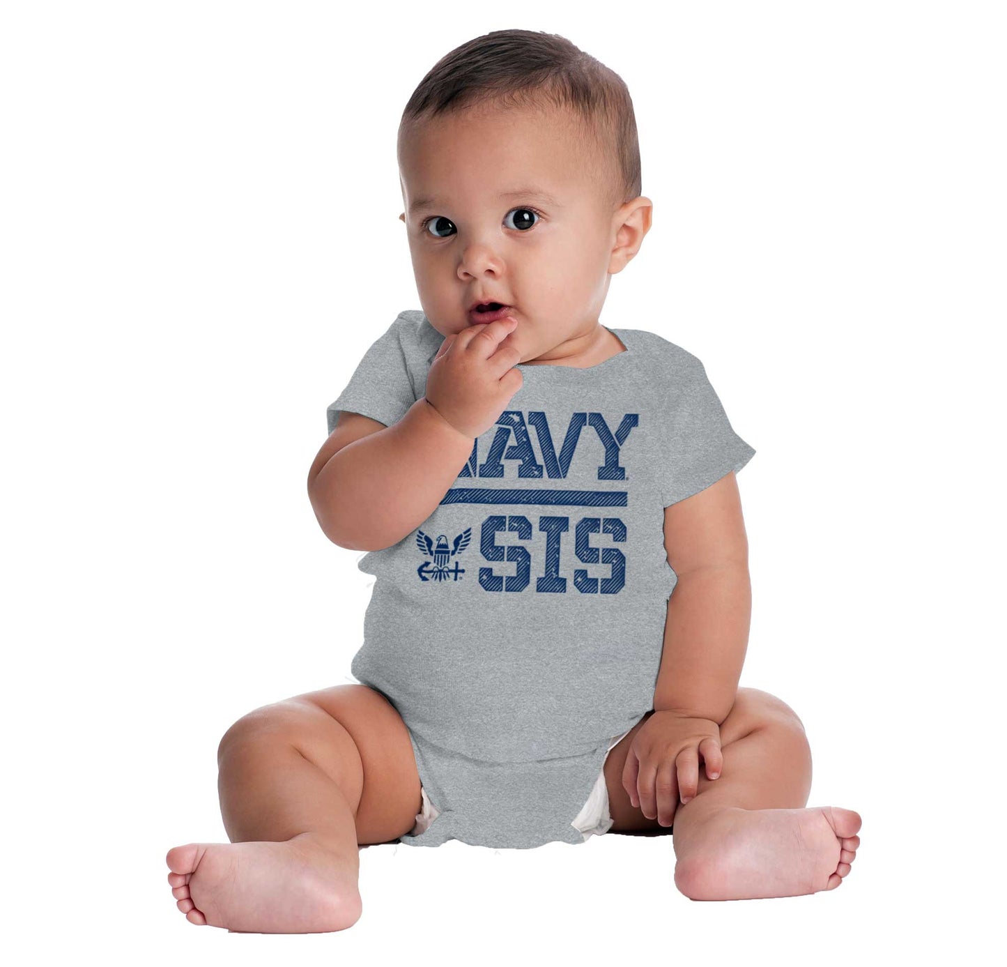 Navy Sis Romper Bodysuit-Direct To Garment Print-Brisco Apparel