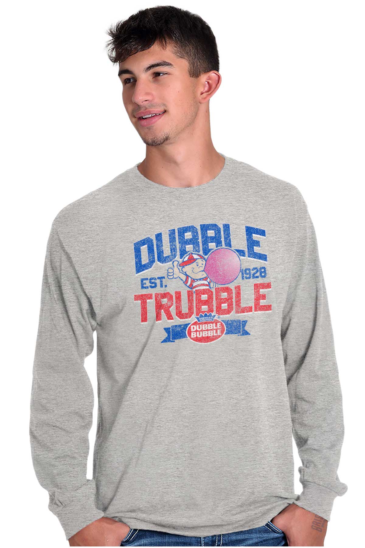 Dubble Trubble Long Sleeve T Shirt-Direct To Garment Print-Brisco Apparel