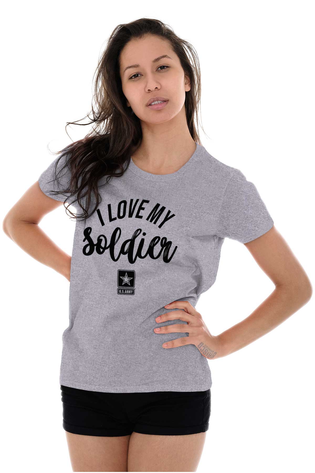 Love My Soldier Ladies T Shirt-Direct To Garment Print-Brisco Apparel