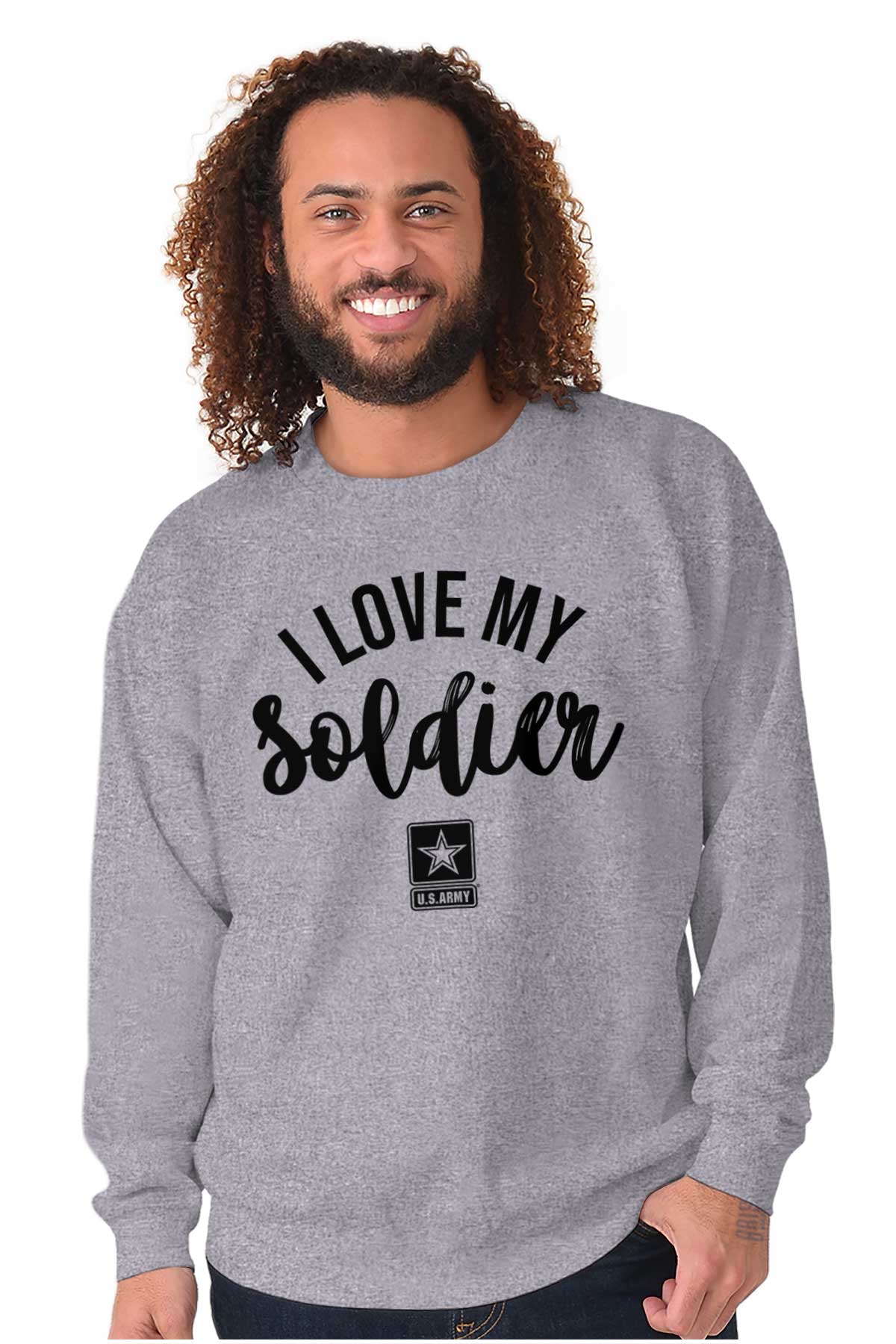 Love My Soldier Crewneck Sweatshirt-Direct To Garment Print-Brisco Apparel