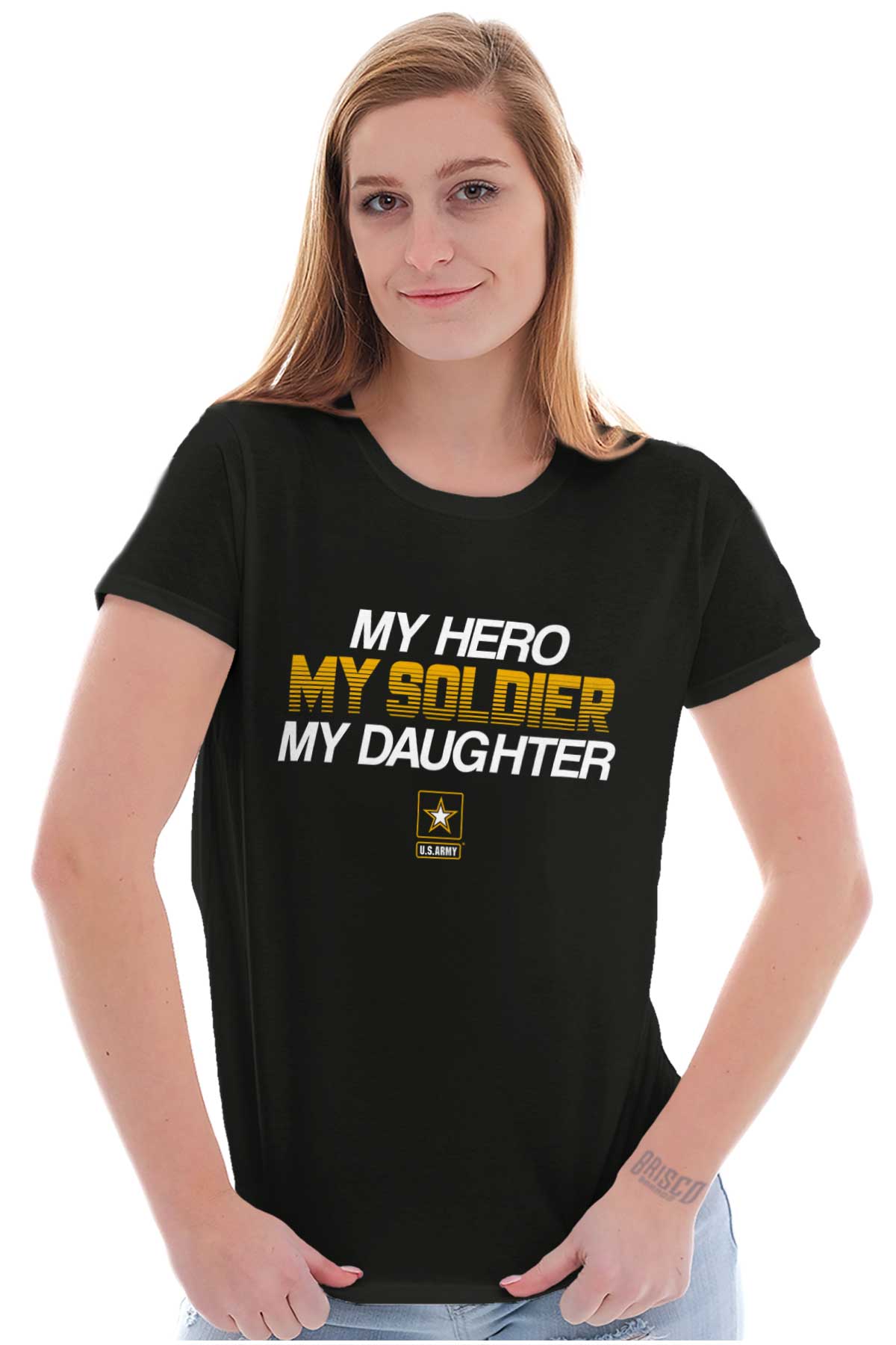 Hero Soldier Daughter Ladies T Shirt-Direct To Garment Print-Brisco Apparel