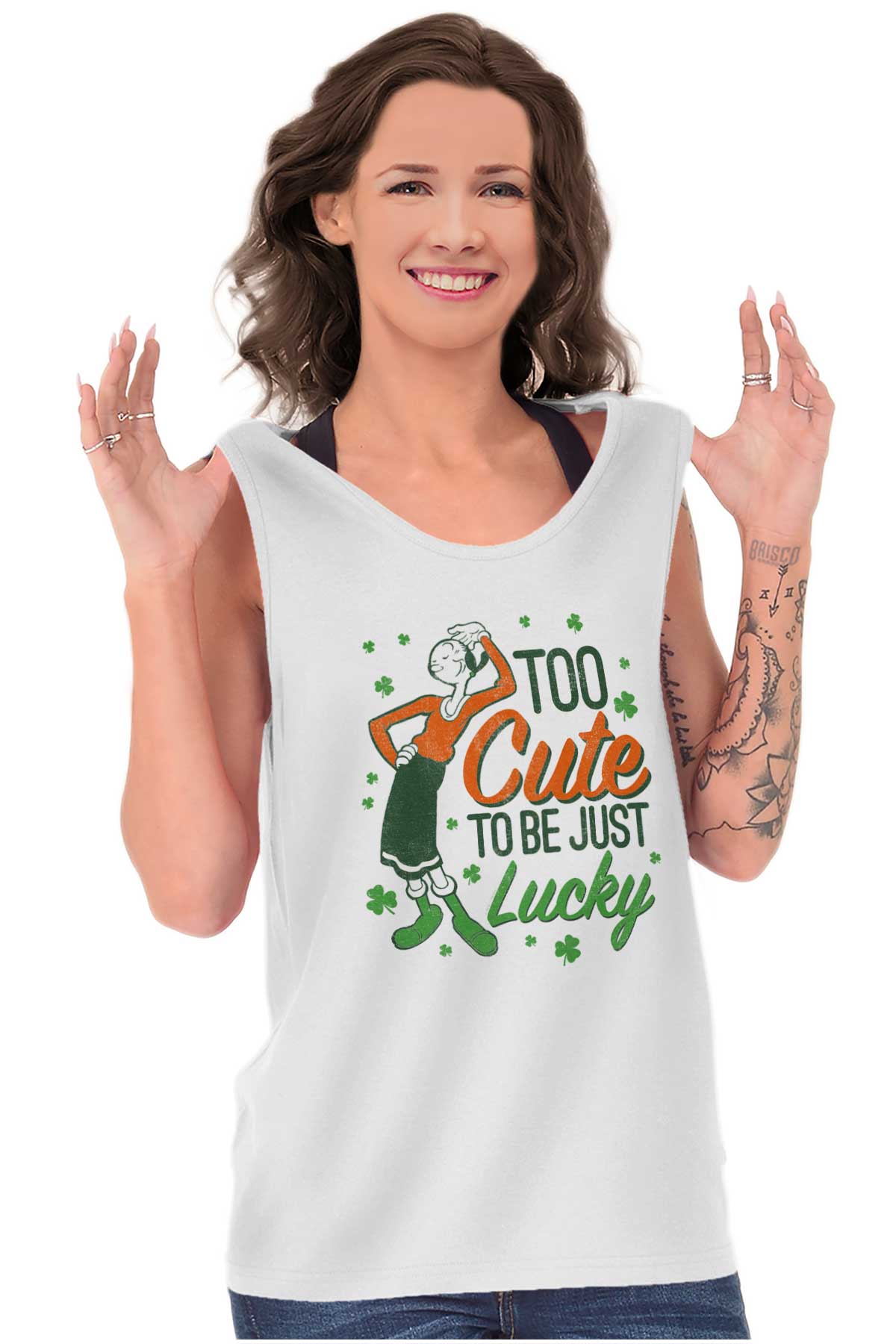 Olive Oyl Lucky Tank Top-Direct To Garment Print-Brisco Apparel