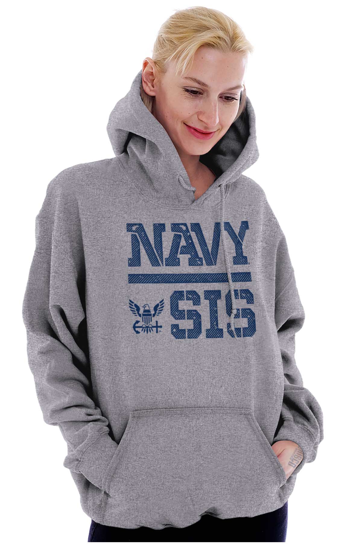 Navy Sis Hoodie-Direct To Garment Print-Brisco Apparel