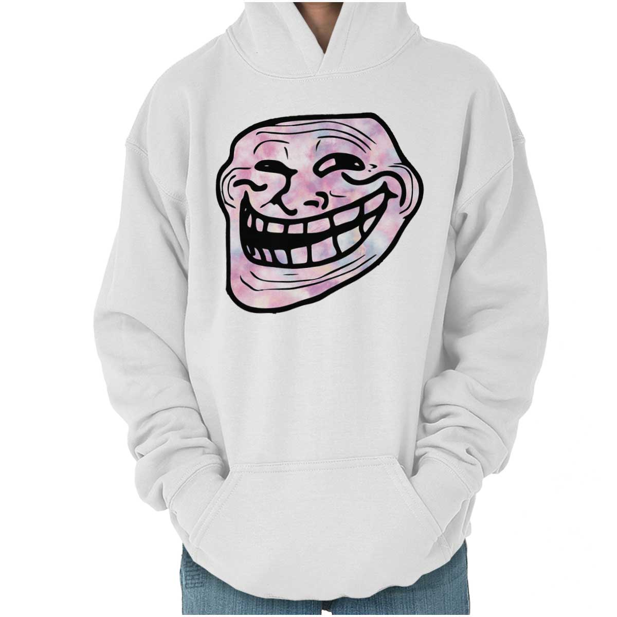 Troll Face Meme Youth Hoodie-Direct To Garment Print-Brisco Apparel