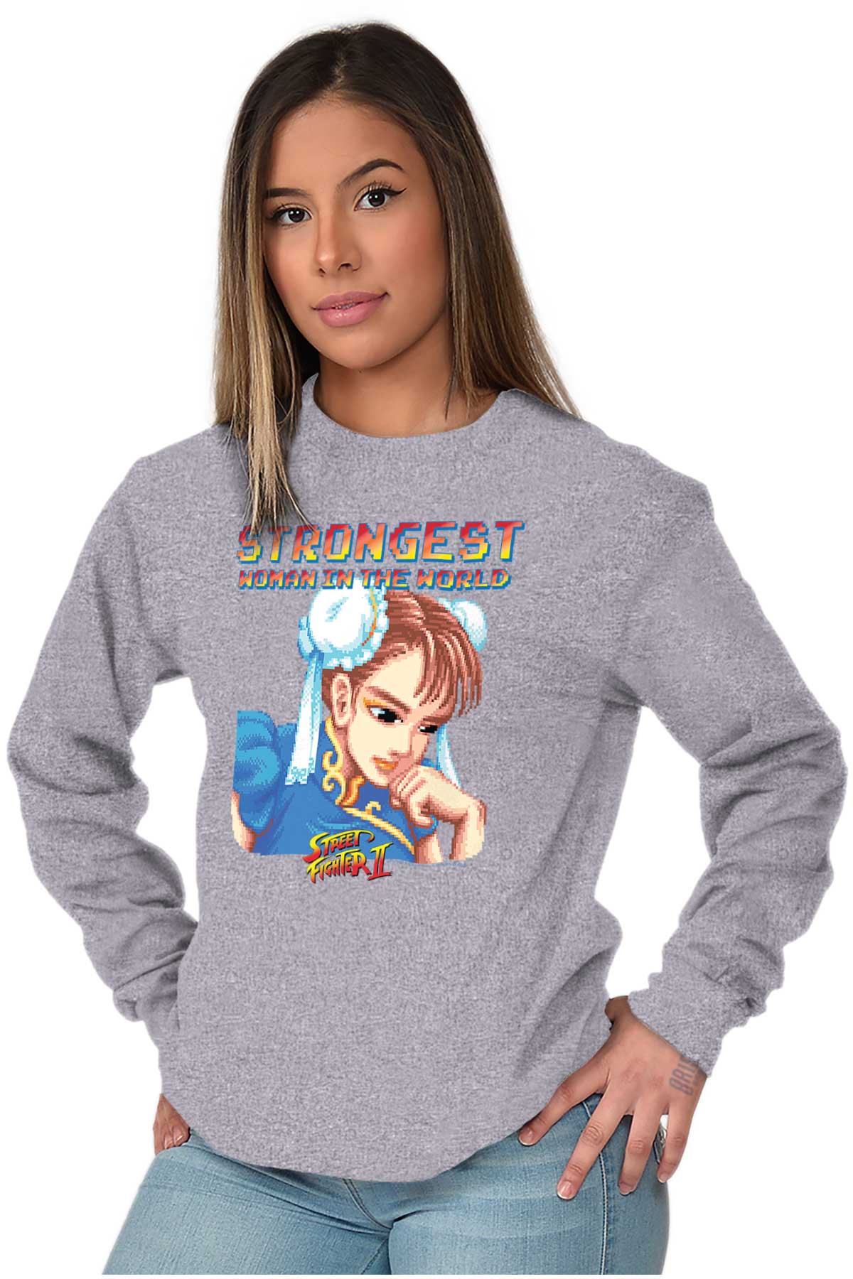 Strongest Woman Chun Li Long Sleeve T Shirt-Direct To Garment Print-Brisco Apparel