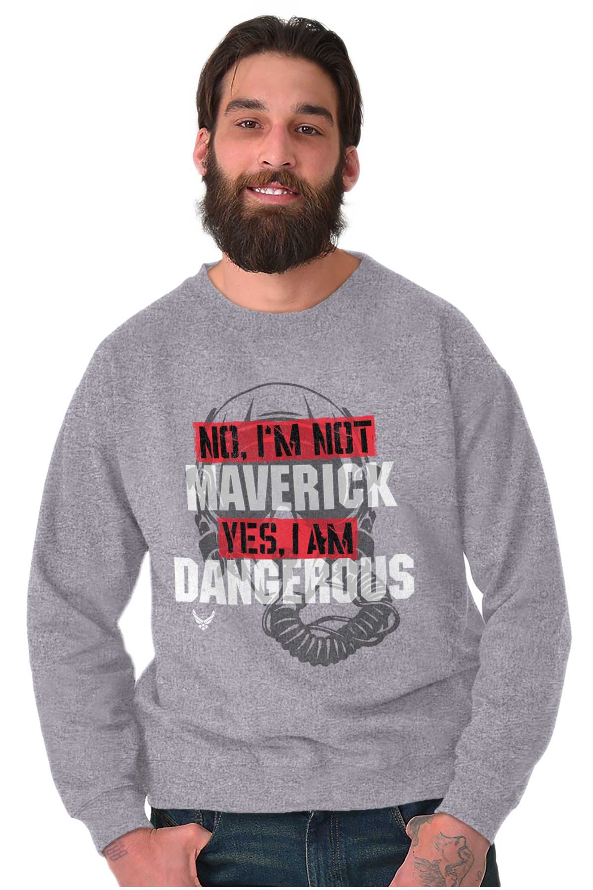 Not Maverick Crewneck Sweatshirt-Direct To Garment Print-Brisco Apparel