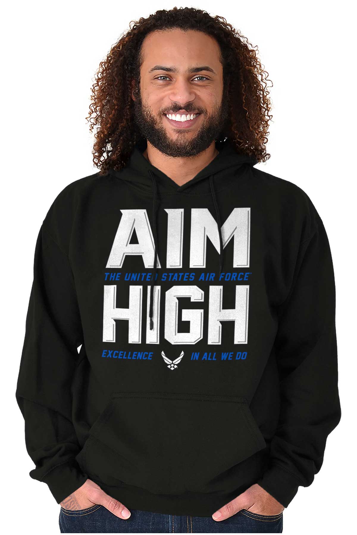 Aim High Excellence Hoodie-Direct To Garment Print-Brisco Apparel