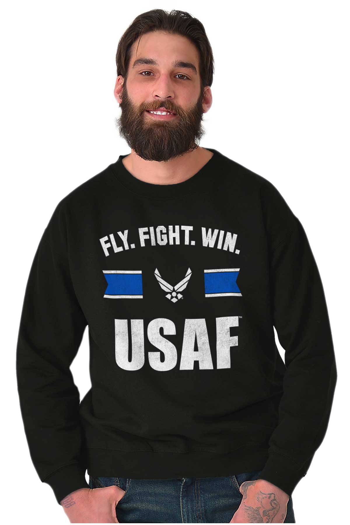 USAF Fight Crewneck Sweatshirt-Direct To Garment Print-Brisco Apparel