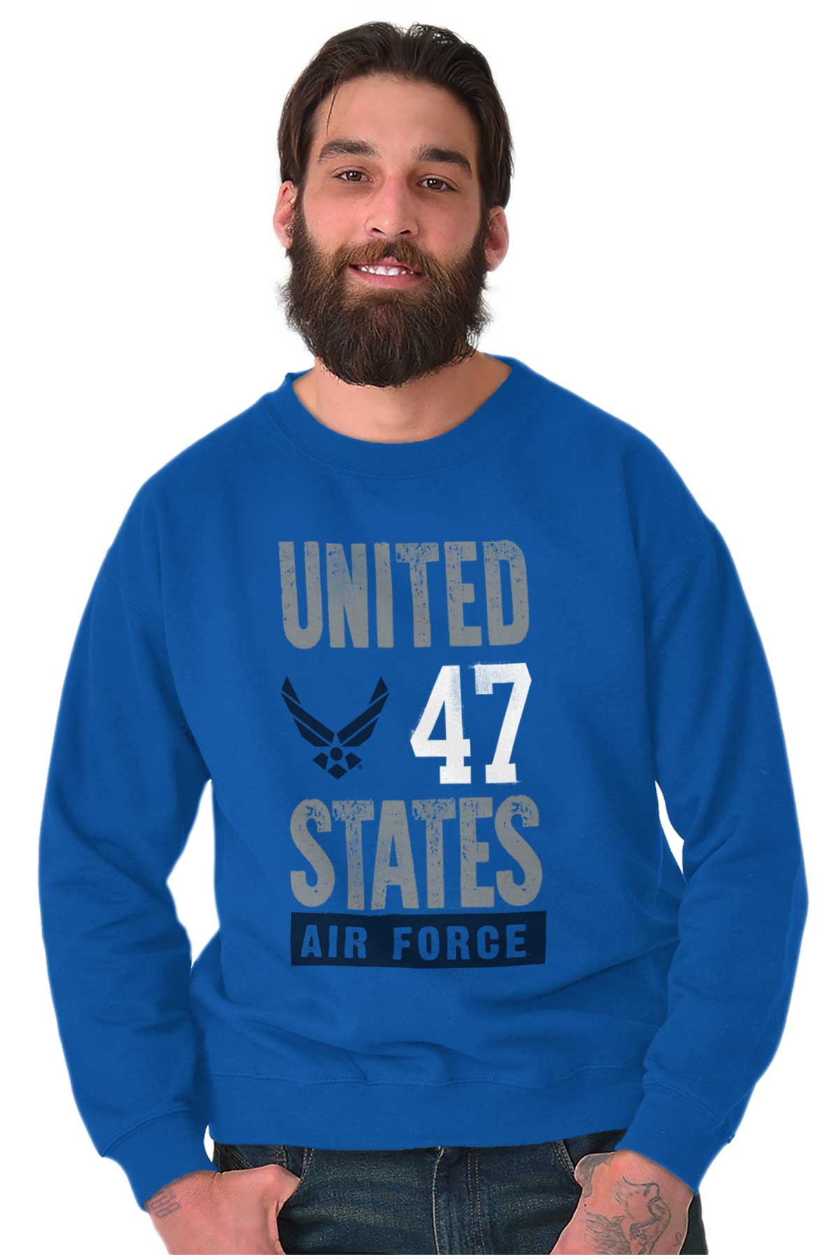 USAF '47 Crewneck Sweatshirt-Direct To Garment Print-Brisco Apparel