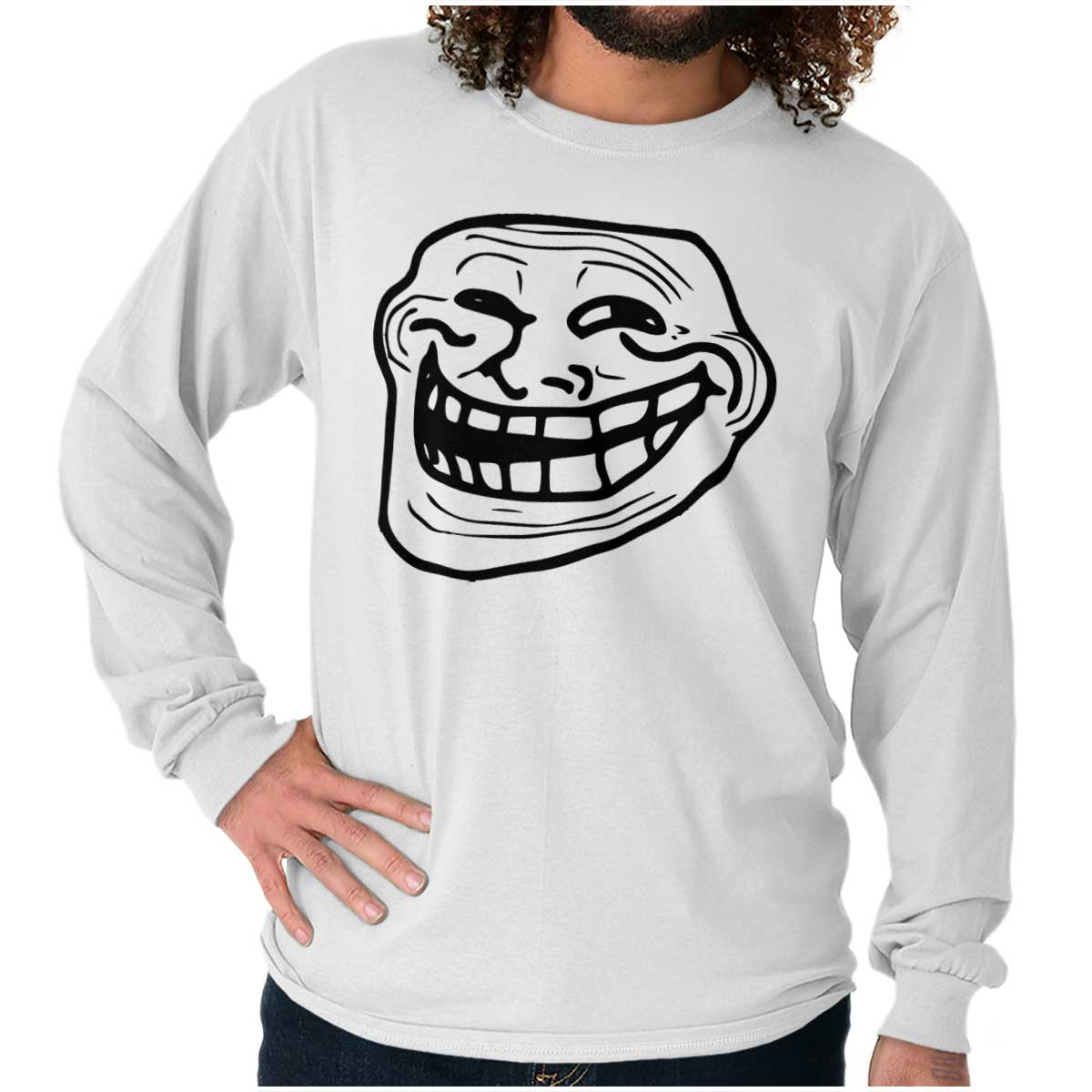 Troll Face Meme Long Sleeve T Shirt-Direct To Garment Print-Brisco Apparel