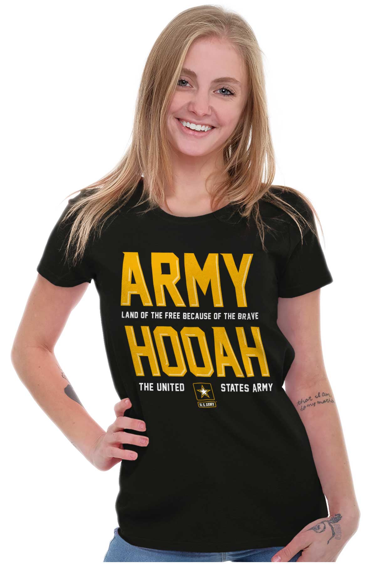 Army Land Brave Ladies T Shirt-Direct To Garment Print-Brisco Apparel