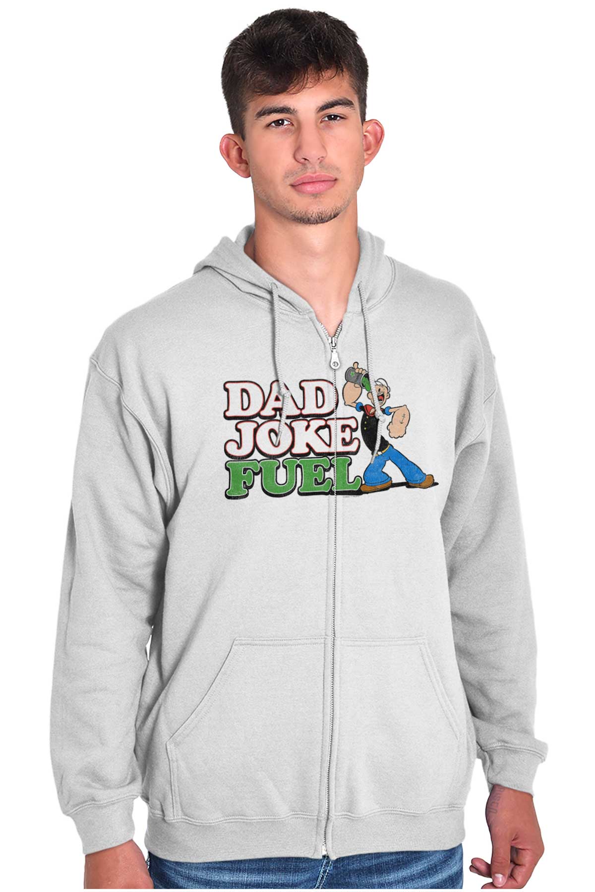 Popeye Dad Jokes Zip Hoodie-Direct To Garment Print-Brisco Apparel