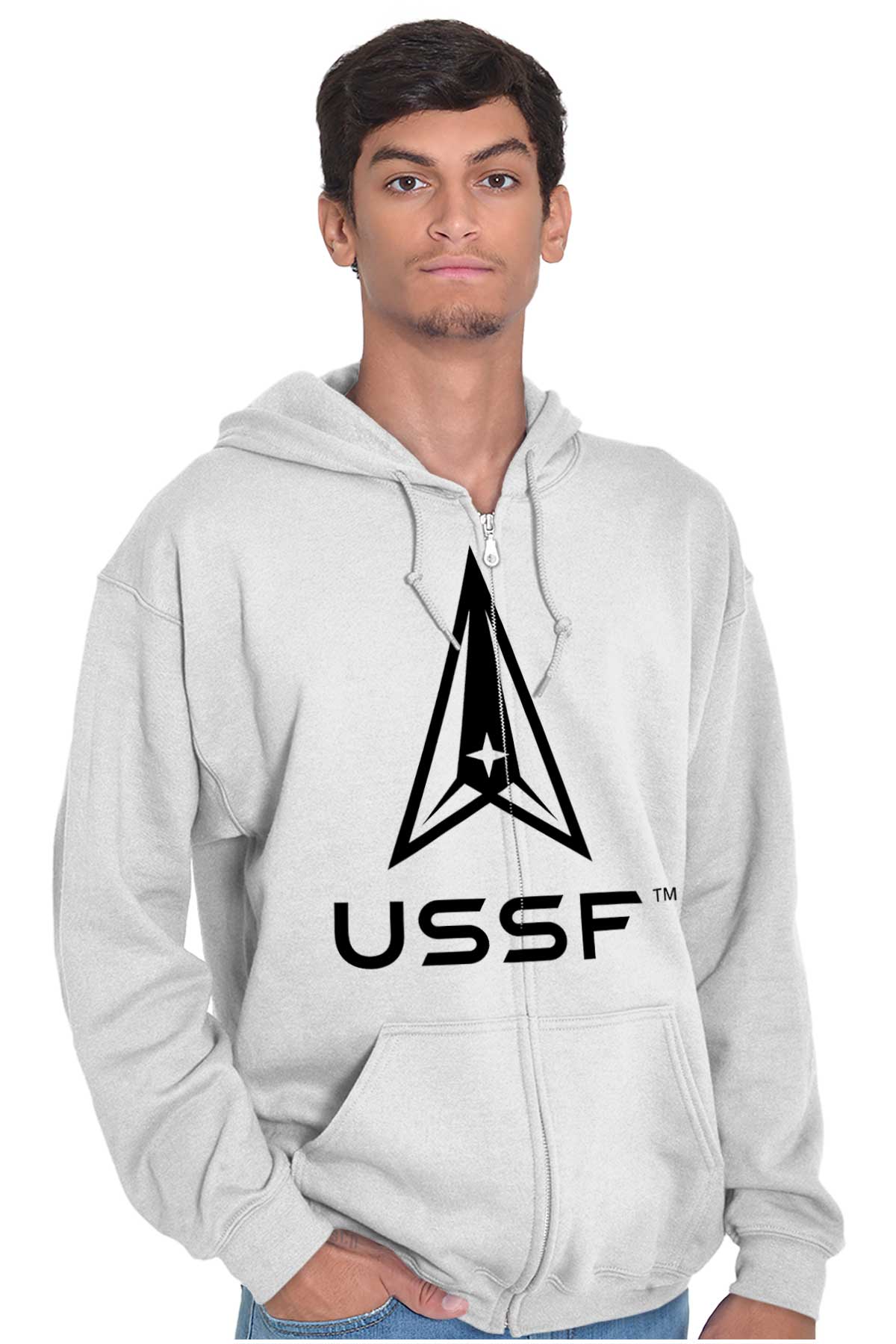 Military USSF Zip Hoodie-Direct To Garment Print-Brisco Apparel