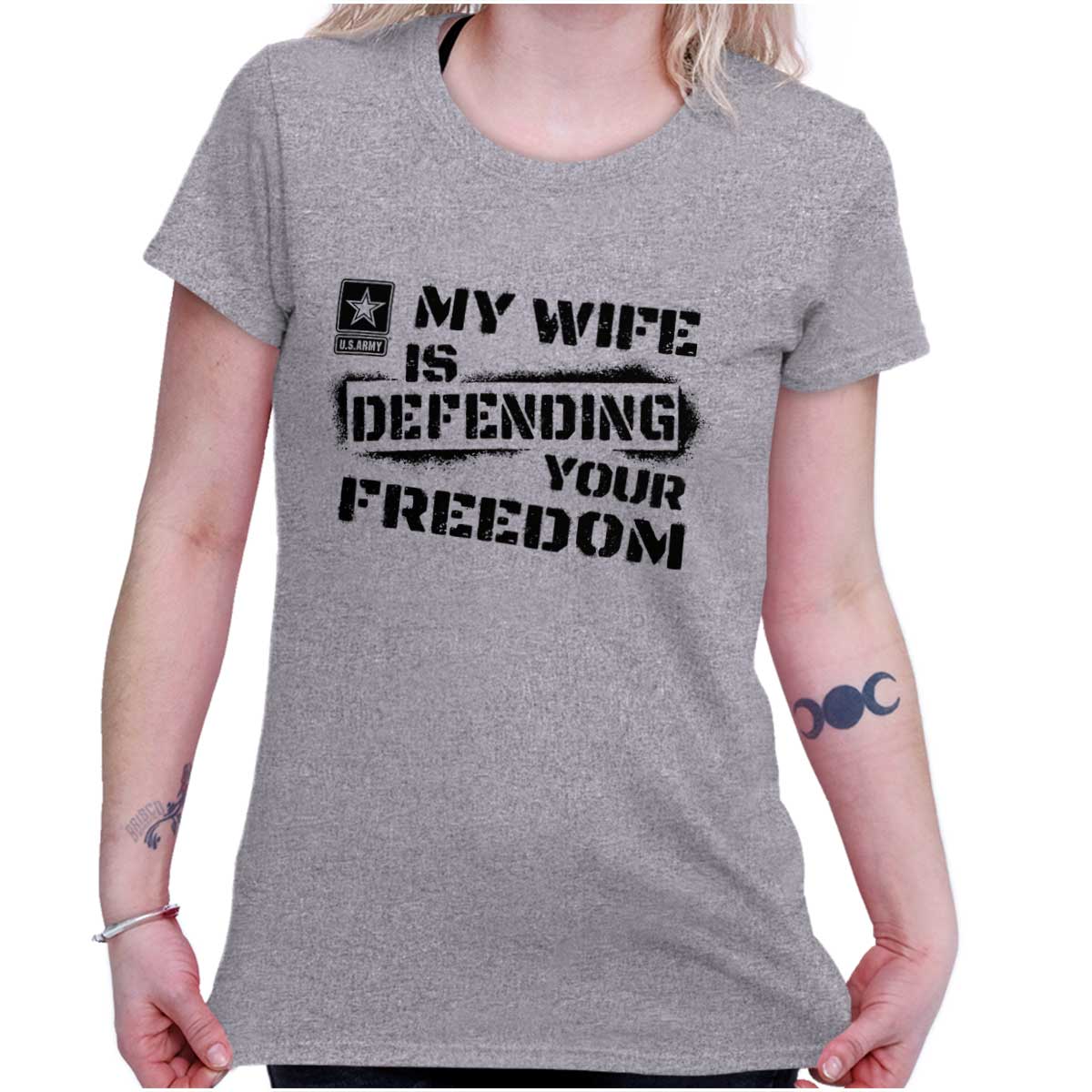 Wife Defending Ladies T Shirt-Direct To Garment Print-Brisco Apparel
