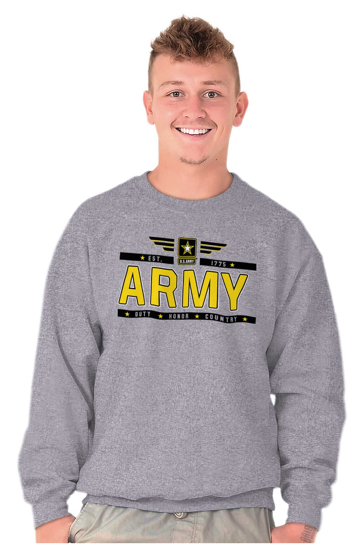Bold Army Crewneck Sweatshirt-Direct To Garment Print-Brisco Apparel