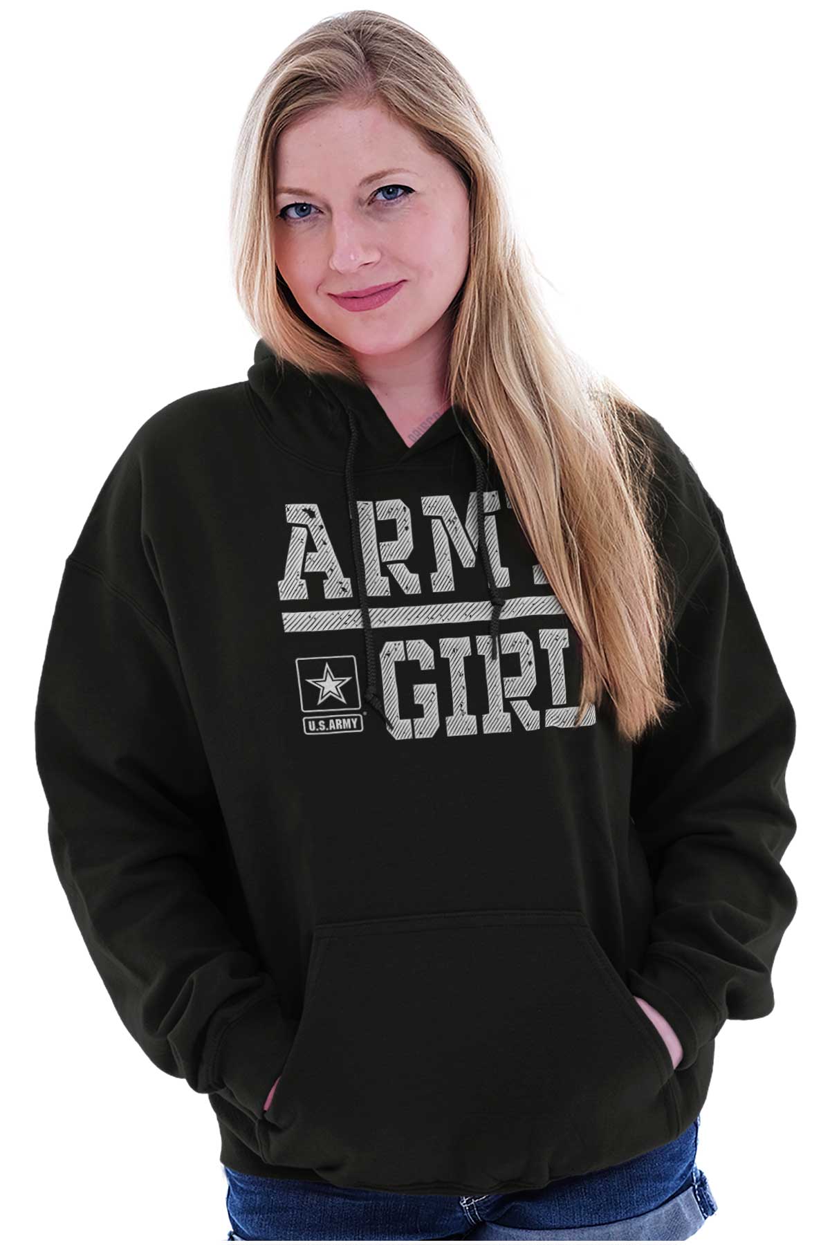 Army Girl Hoodie-Direct To Garment Print-Brisco Apparel