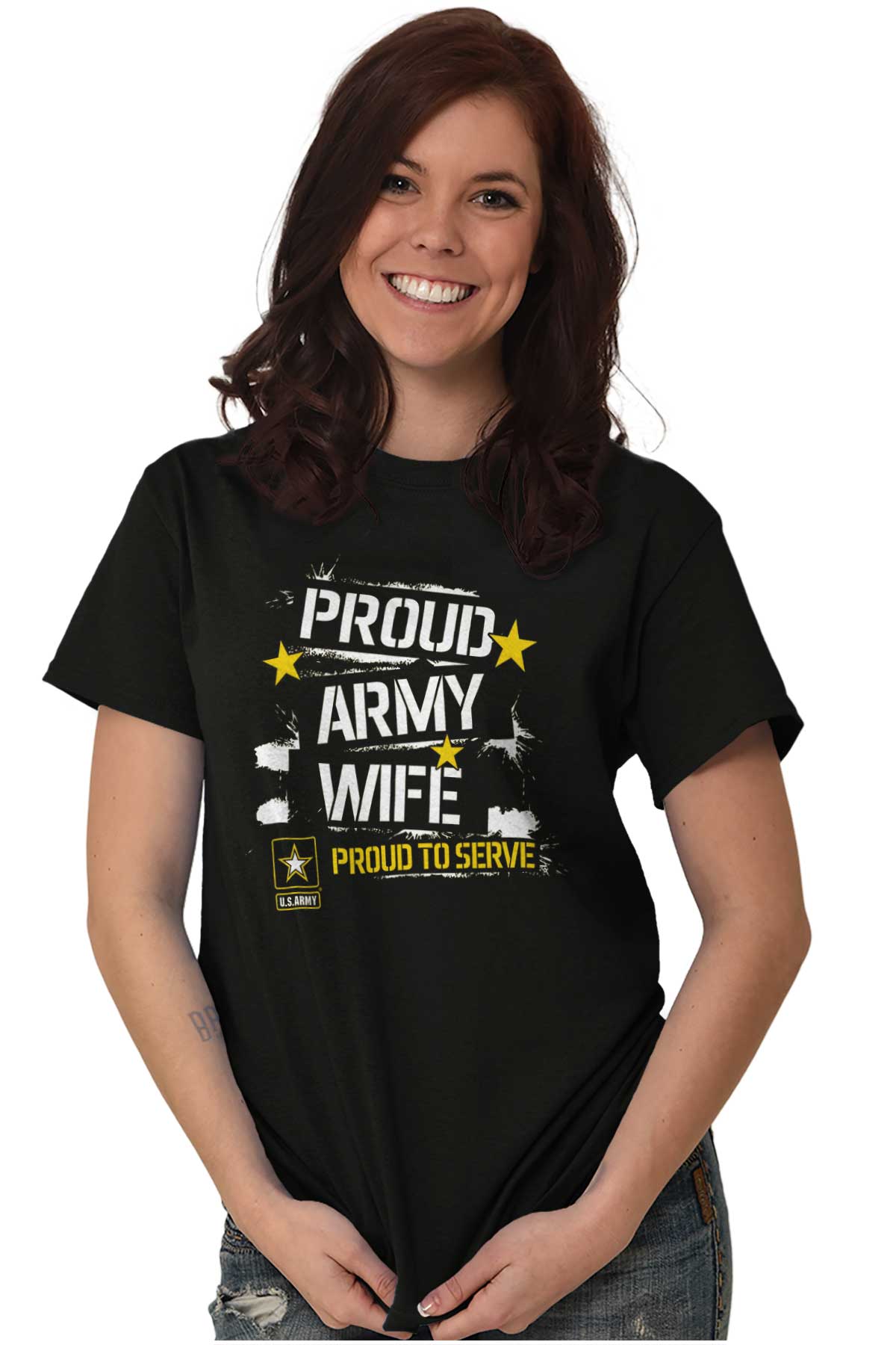 Proud Army Wife T Shirt-Direct To Garment Print-Brisco Apparel