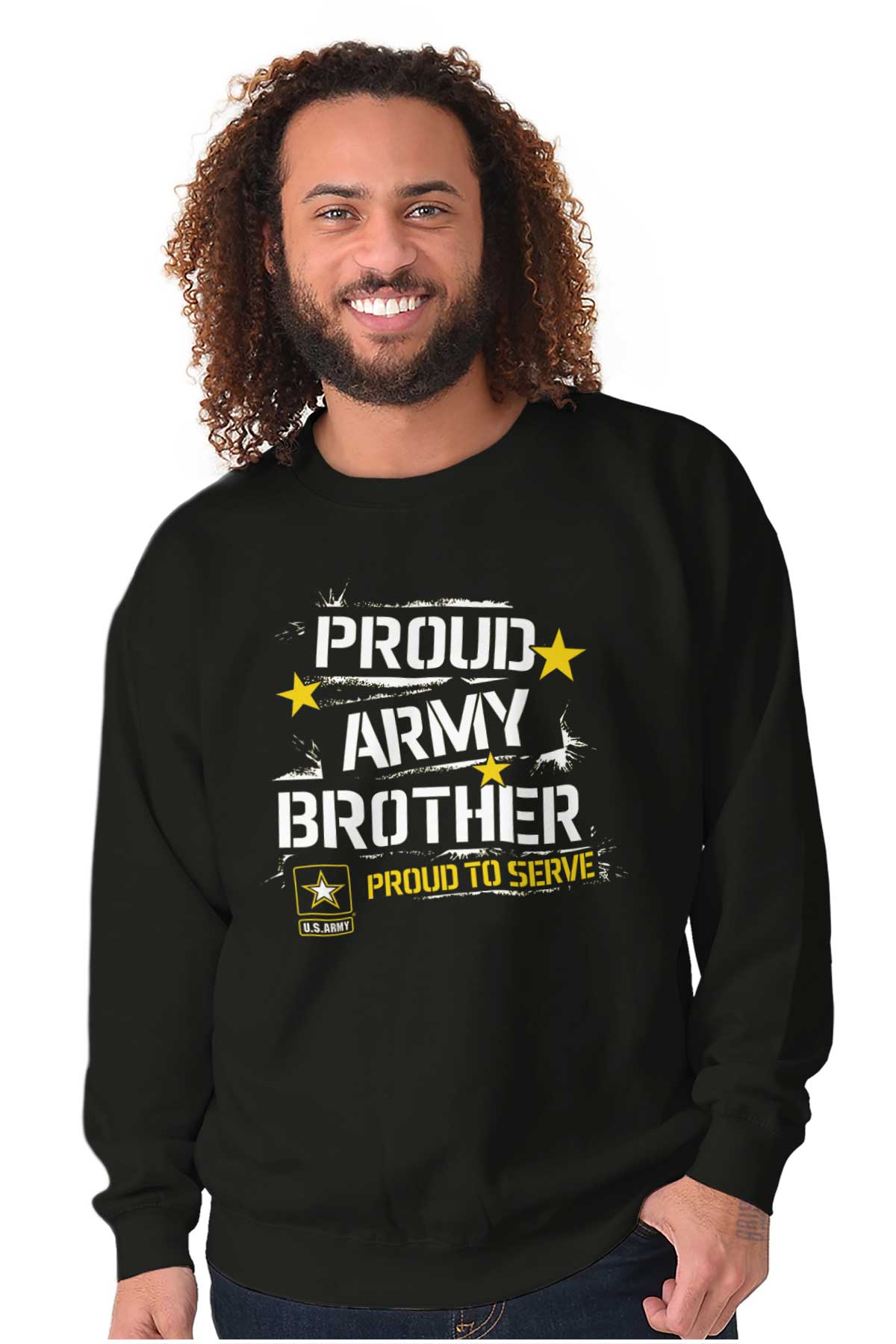 Proud Army Brother Crewneck Sweatshirt-Direct To Garment Print-Brisco Apparel
