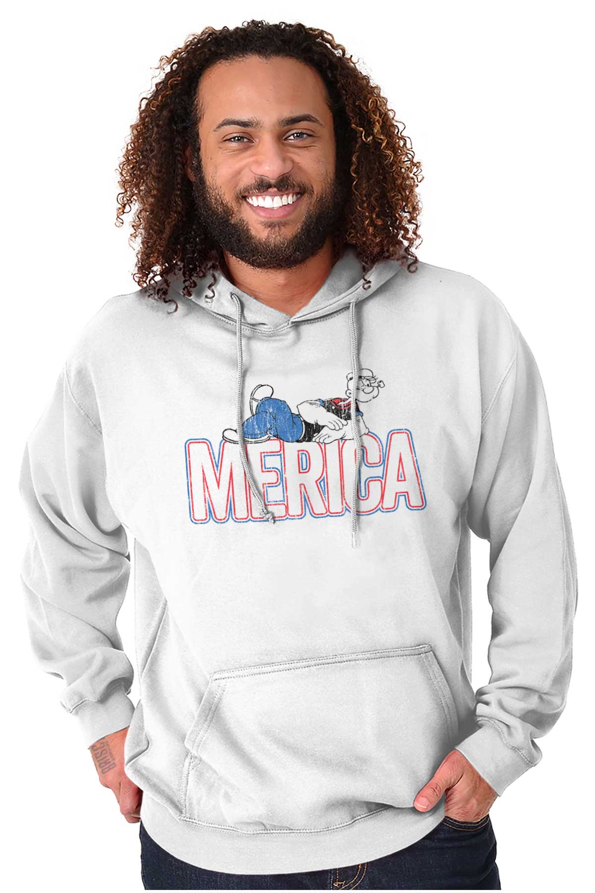 Funny Patriotic Popeye Hoodie-Direct To Garment Print-Brisco Apparel