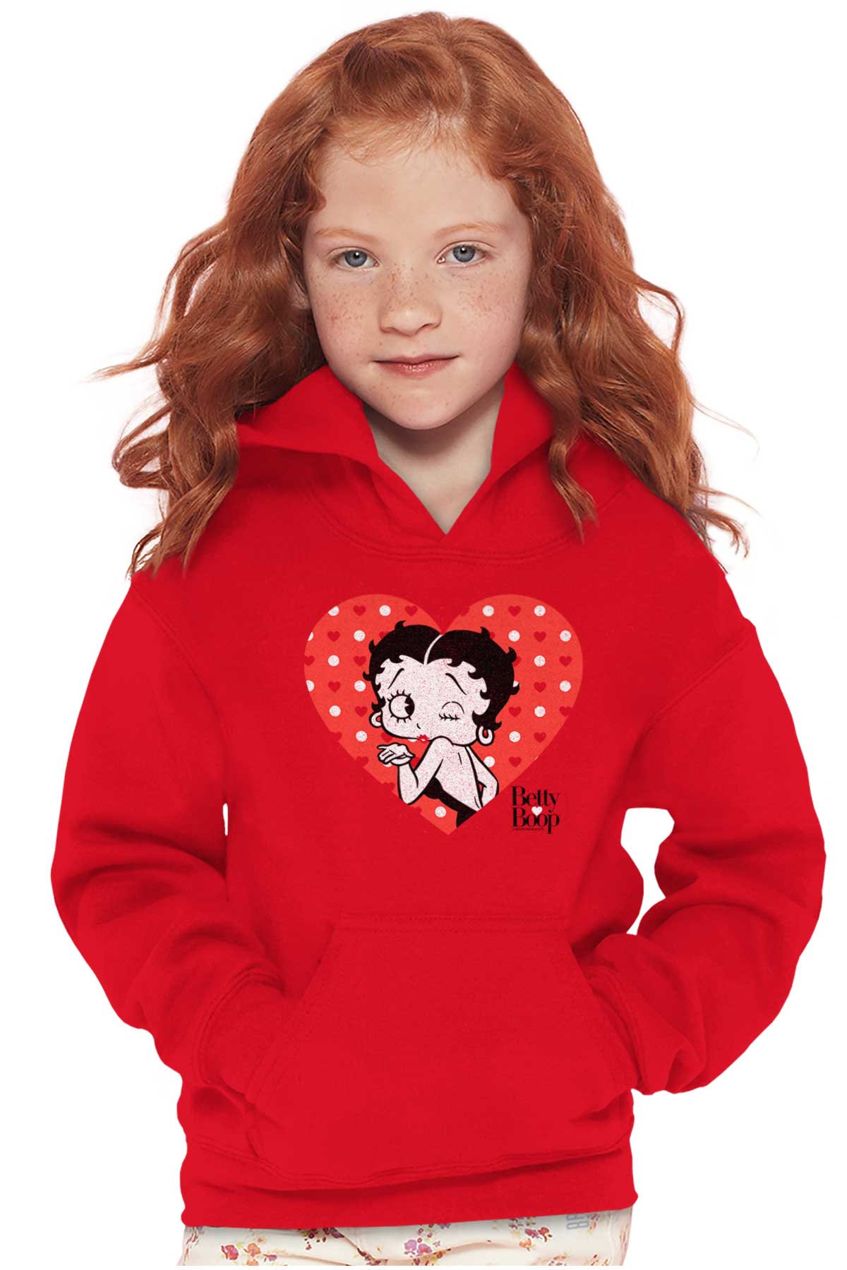 Blowing Kisses Youth Hoodie-Direct To Garment Print-Brisco Apparel