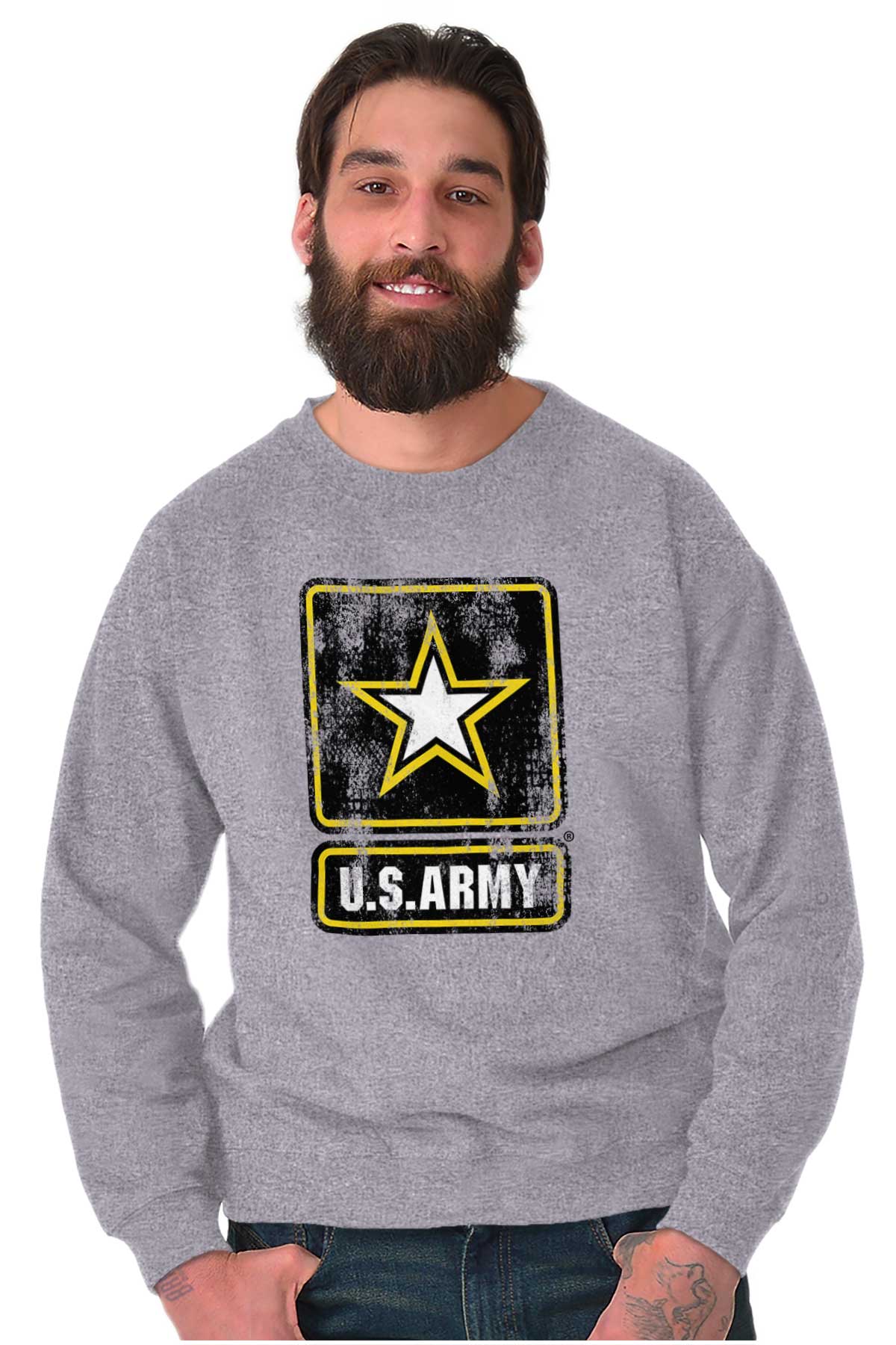 US Army Star Crewneck Sweatshirt-Direct To Garment Print-Brisco Apparel