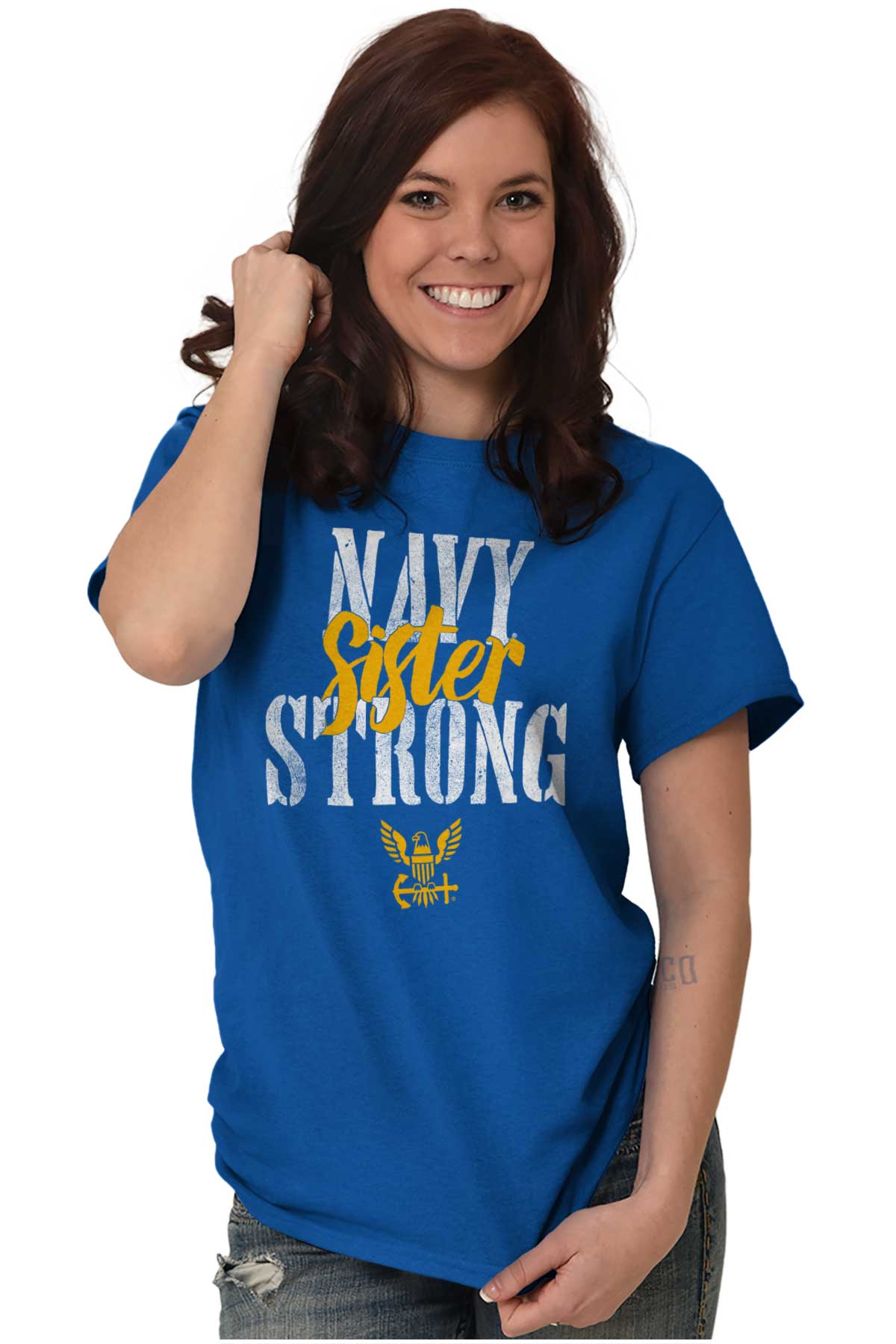 Navy Sister Strong T Shirt-Direct To Garment Print-Brisco Apparel