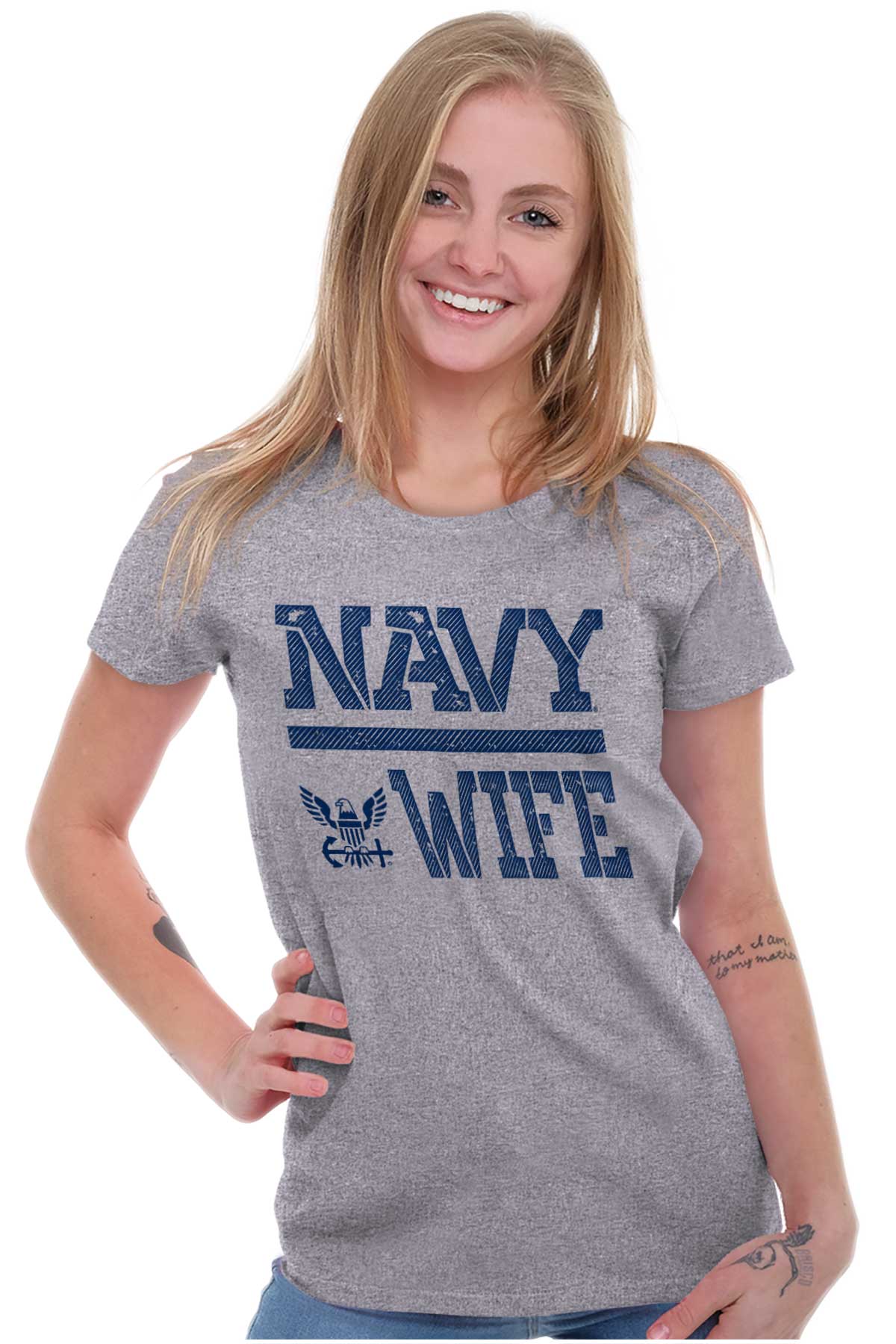 Navy Wife Ladies T Shirt-Direct To Garment Print-Brisco Apparel