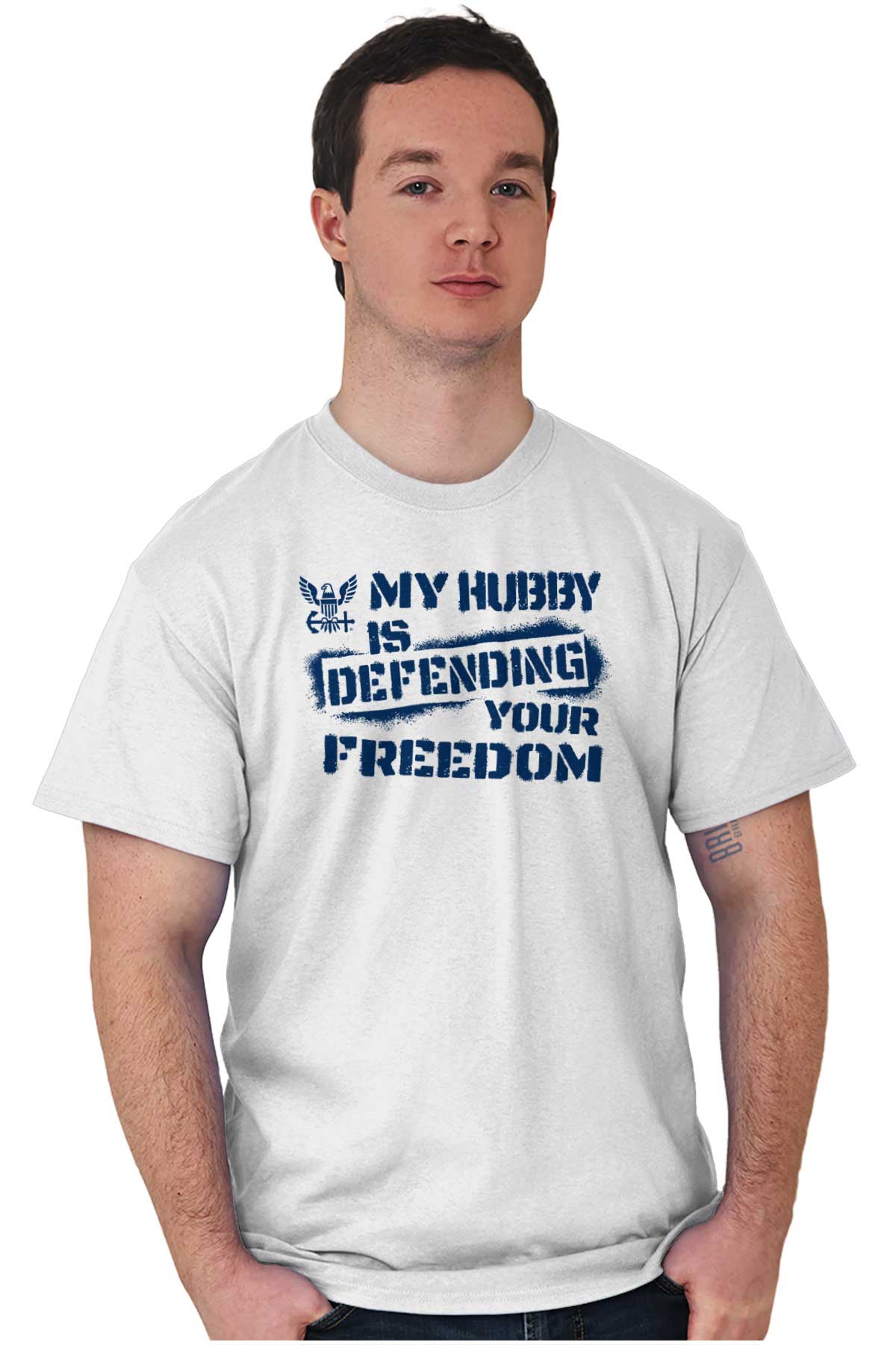 Hubby Defending Freedom T Shirt-Direct To Garment Print-Brisco Apparel