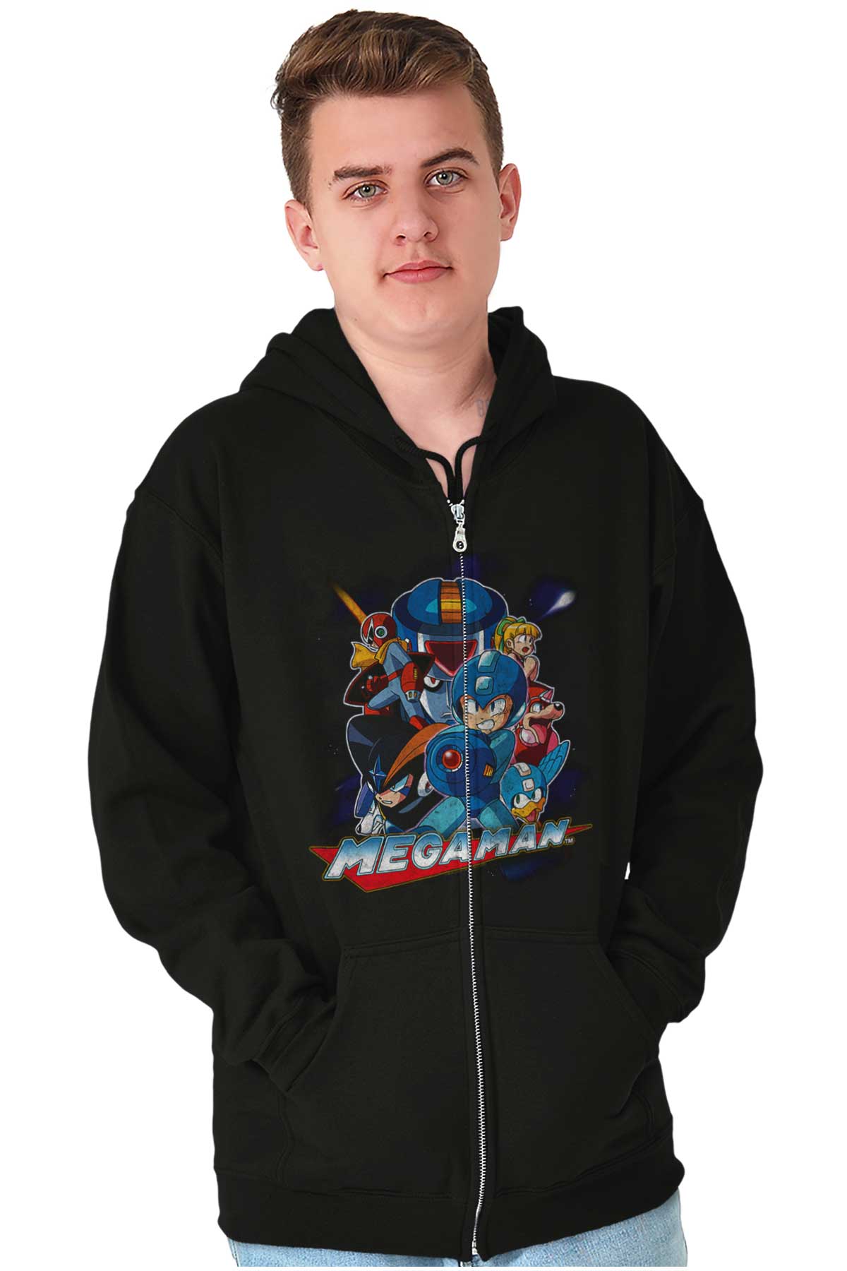 Mega Man Racing Jacket Mega Man Characters Zip Hoodie | Mega Man | Brisco Brands – Brisco Apparel