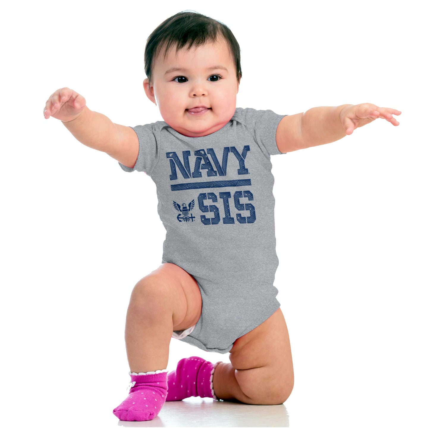 Navy Sis Romper Bodysuit-Direct To Garment Print-Brisco Apparel