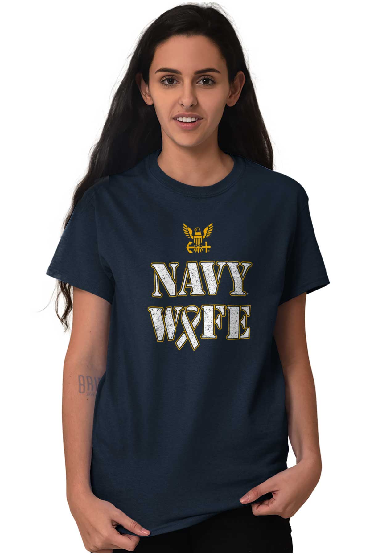 Supportive Navy Wife T Shirt-Direct To Garment Print-Brisco Apparel