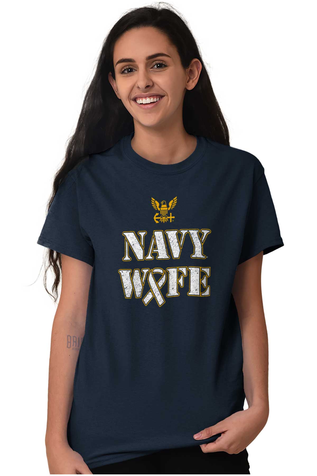 Supportive Navy Wife T Shirt-Direct To Garment Print-Brisco Apparel