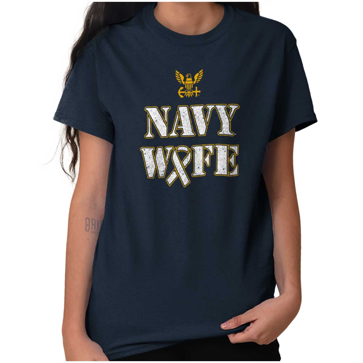 Supportive Navy Wife T Shirt-Direct To Garment Print-Brisco Apparel
