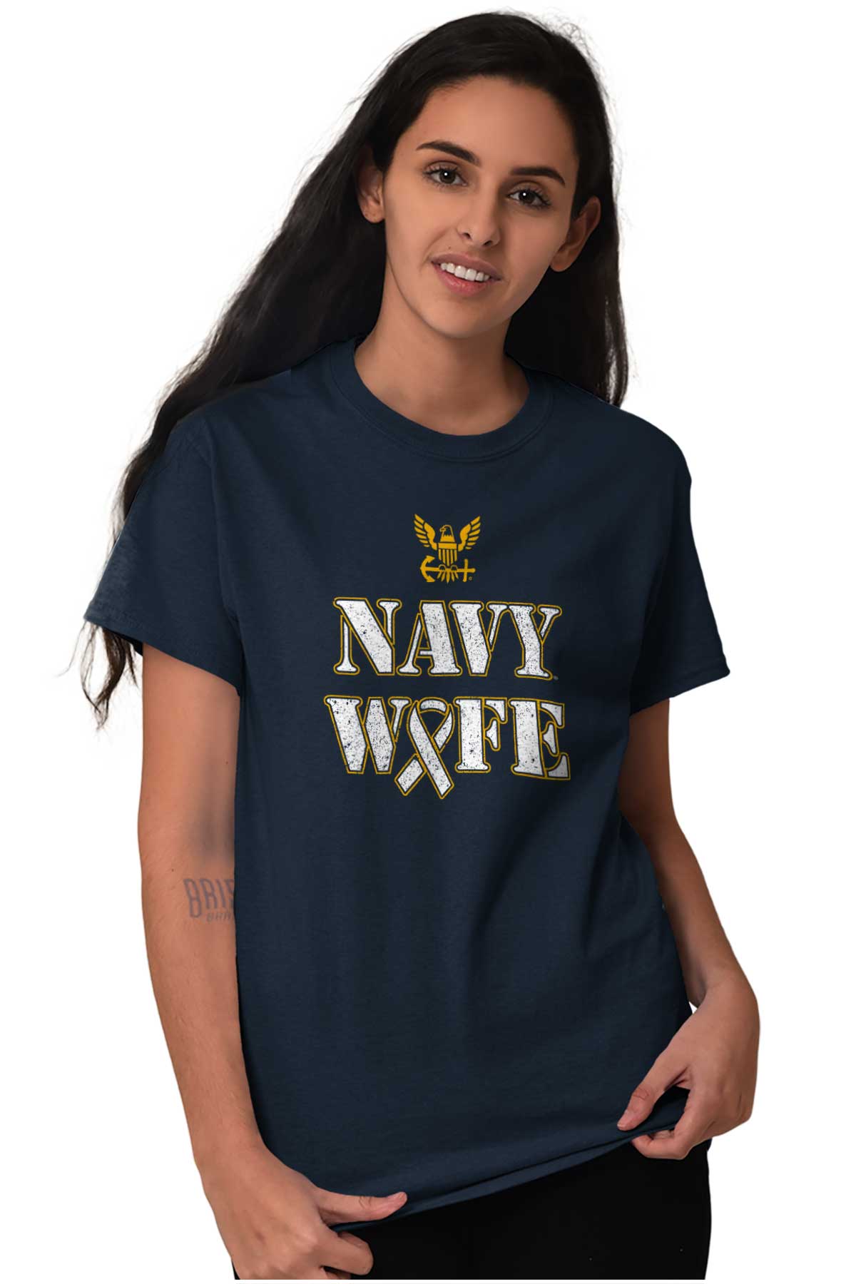 Supportive Navy Wife T Shirt-Direct To Garment Print-Brisco Apparel