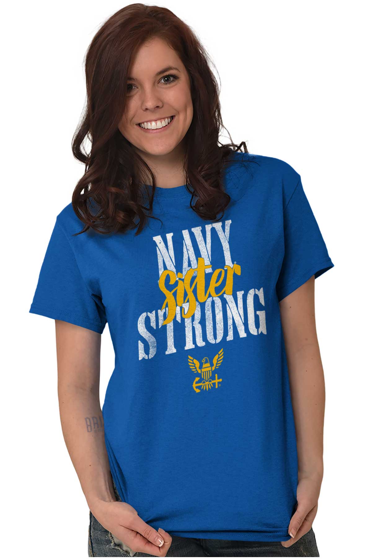 Navy Sister Strong T Shirt-Direct To Garment Print-Brisco Apparel