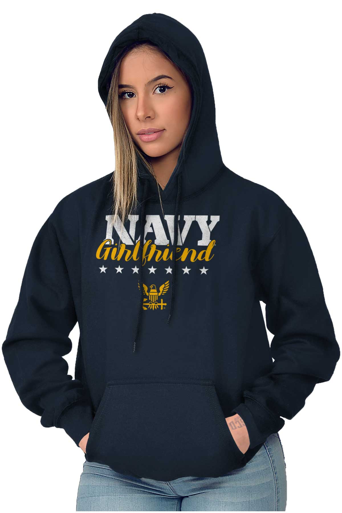 Navy Girlfriend Hoodie-Direct To Garment Print-Brisco Apparel