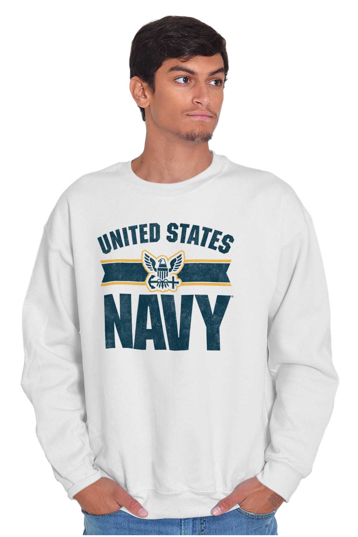 US Navy Crewneck Sweatshirt-Direct To Garment Print-Brisco Apparel