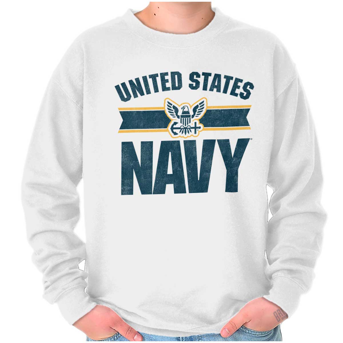 US Navy Crewneck Sweatshirt-Direct To Garment Print-Brisco Apparel