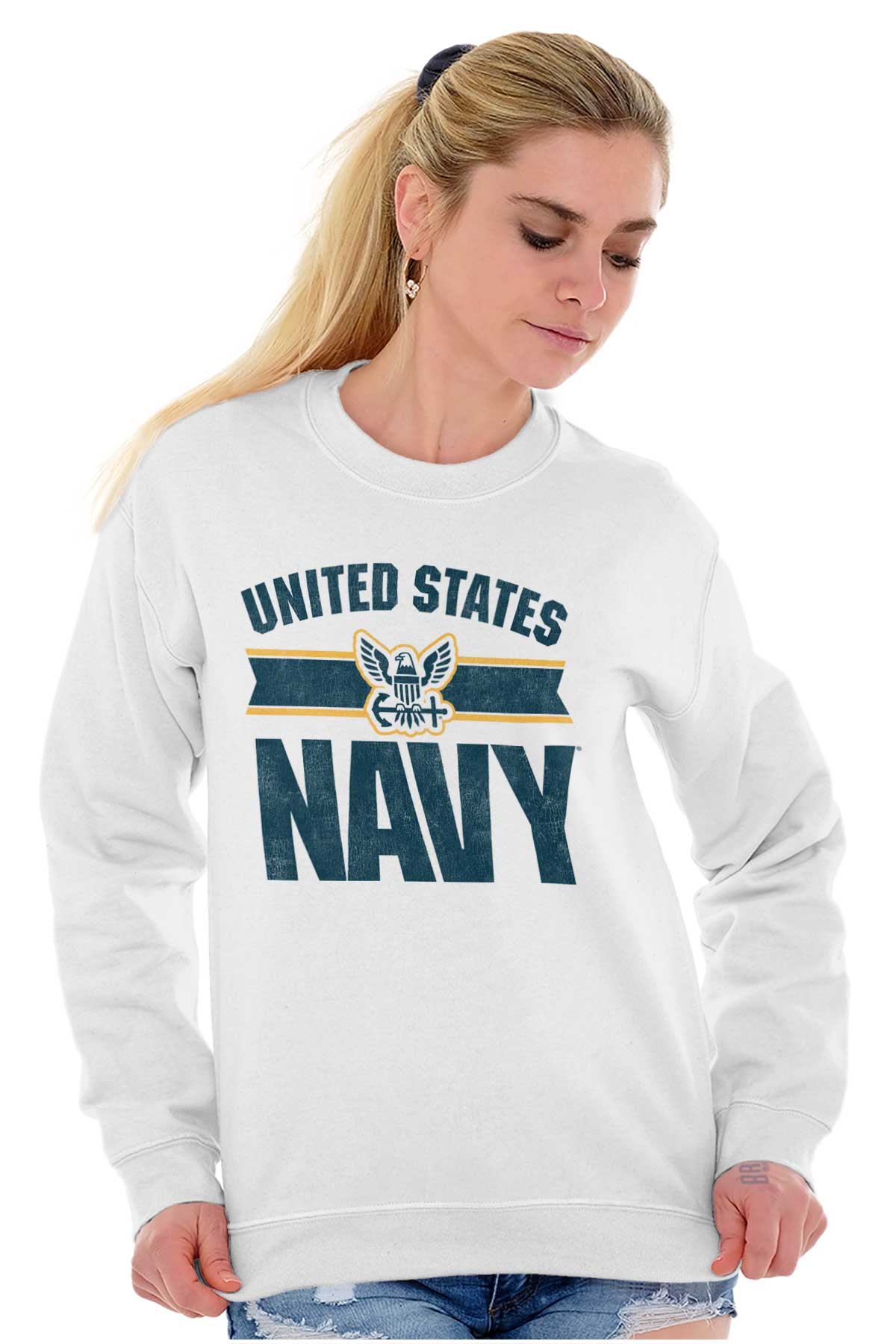 US Navy Crewneck Sweatshirt-Direct To Garment Print-Brisco Apparel