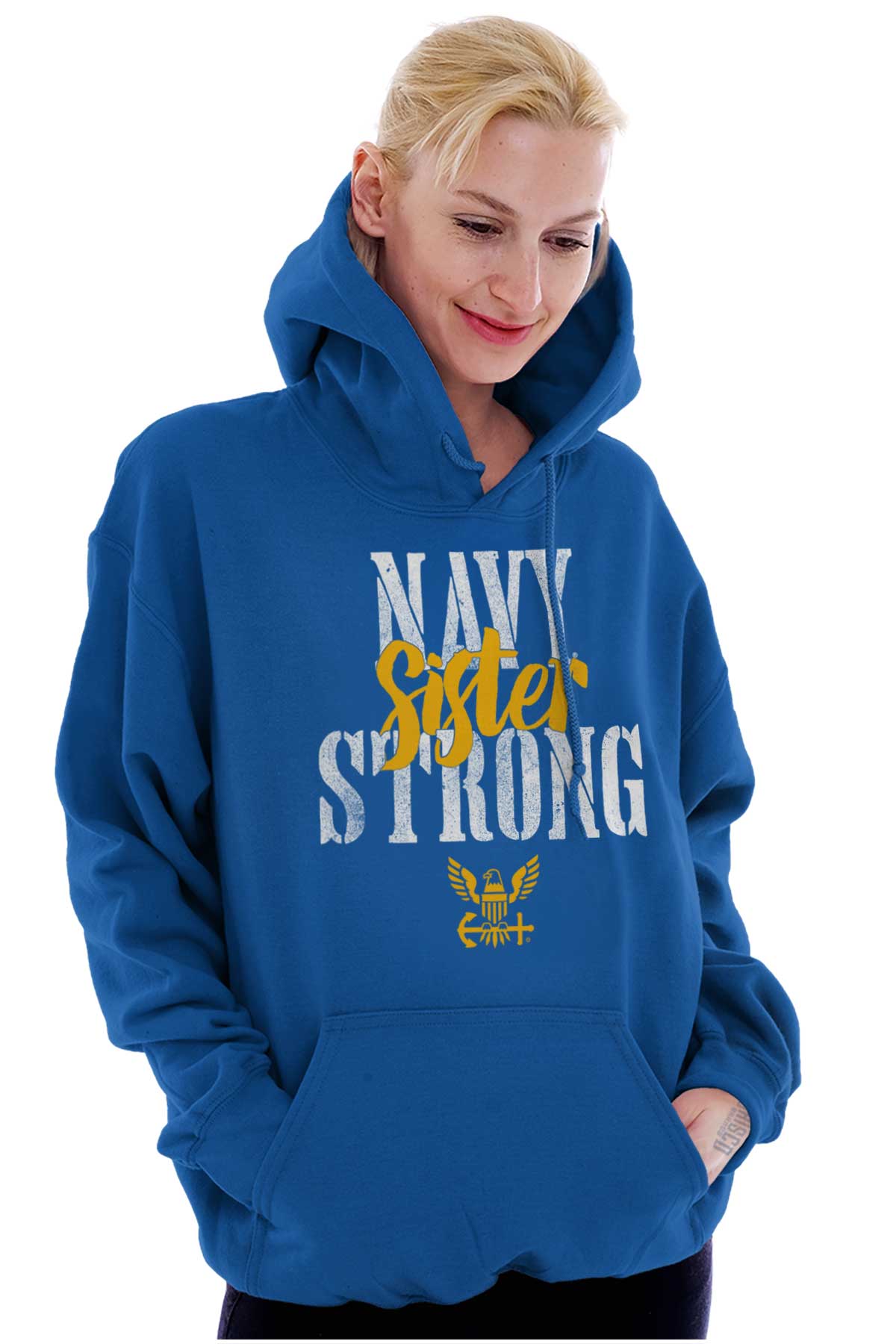 Navy Sister Strong Hoodie-Direct To Garment Print-Brisco Apparel