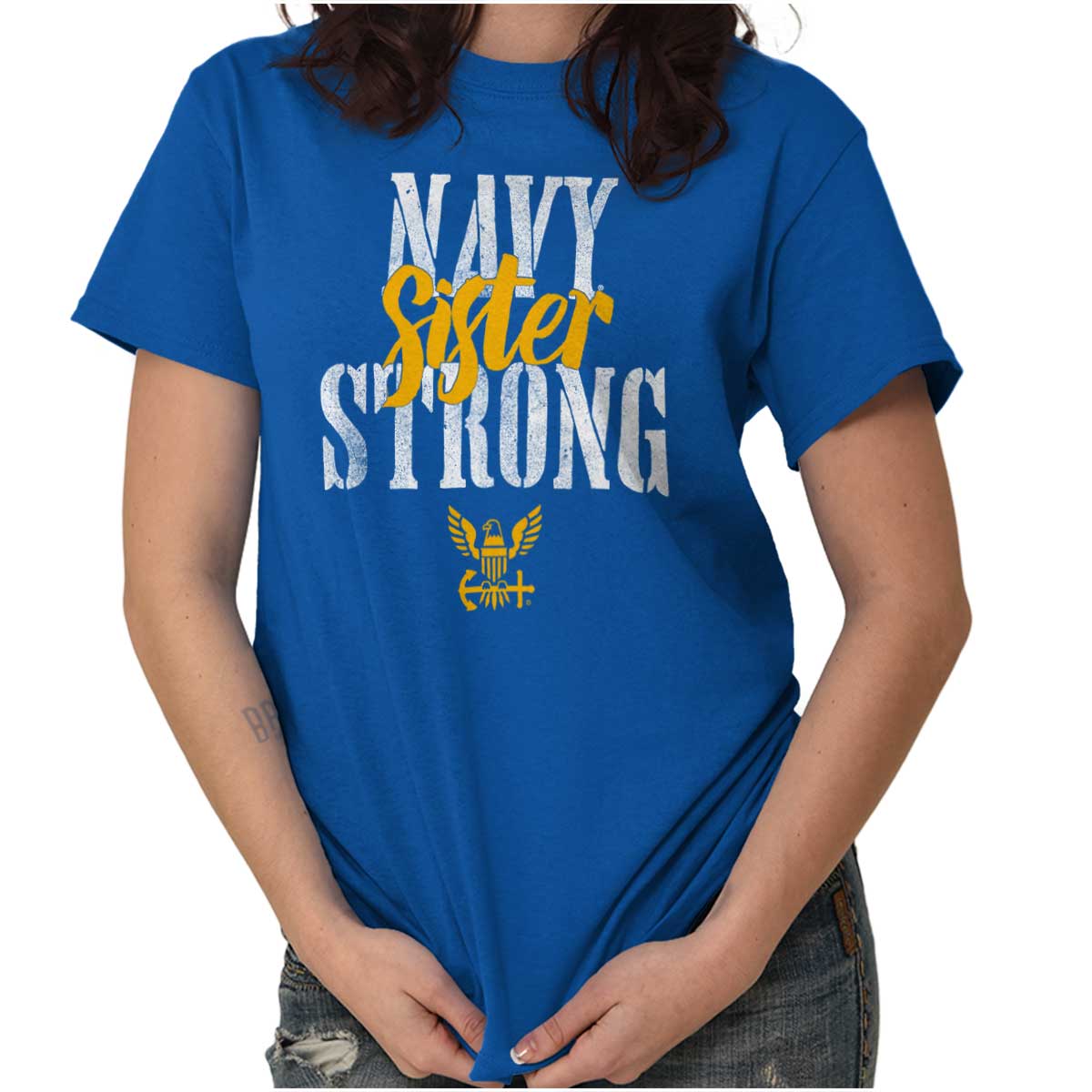 Navy Sister Strong T Shirt-Direct To Garment Print-Brisco Apparel