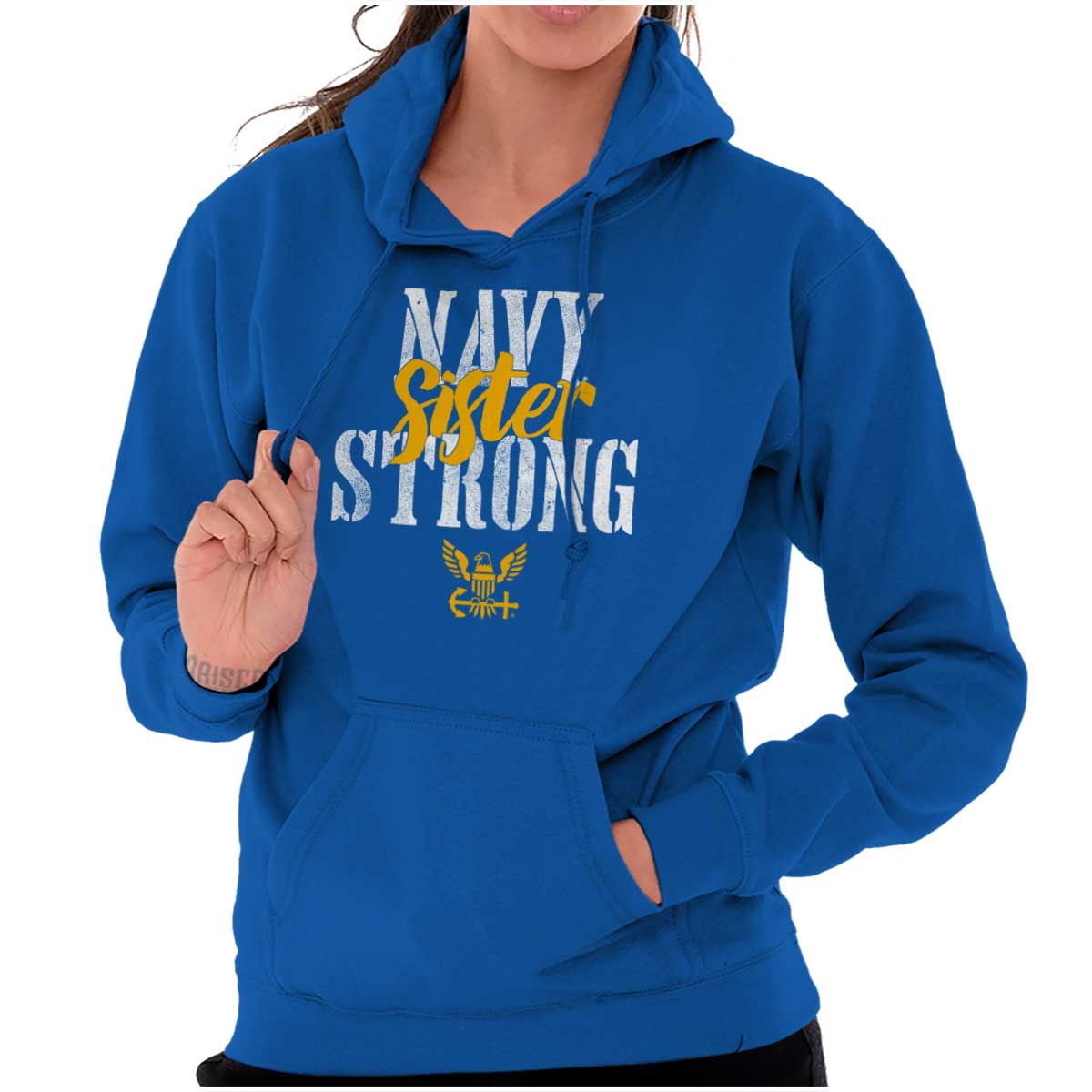 Navy Sister Strong Hoodie-Direct To Garment Print-Brisco Apparel