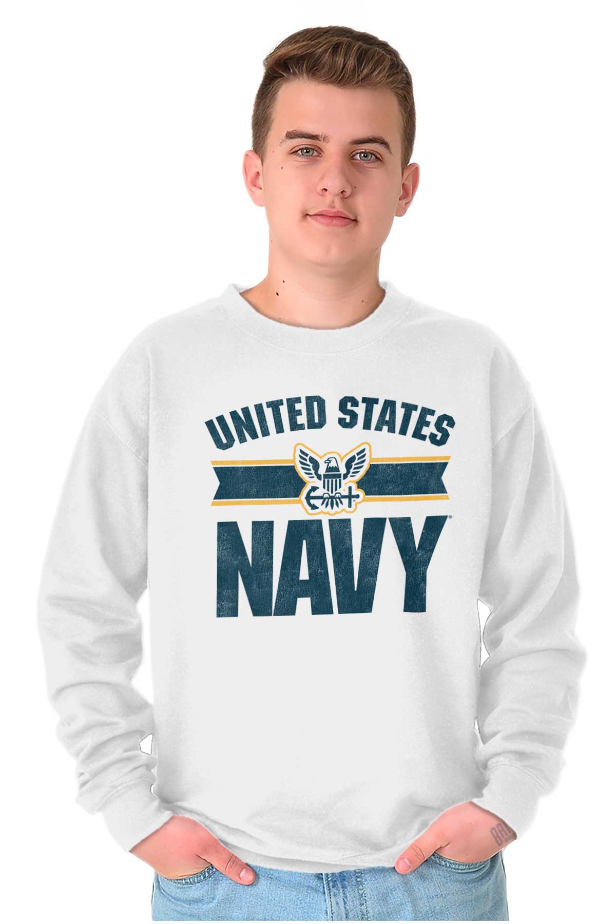 US Navy Crewneck Sweatshirt-Direct To Garment Print-Brisco Apparel