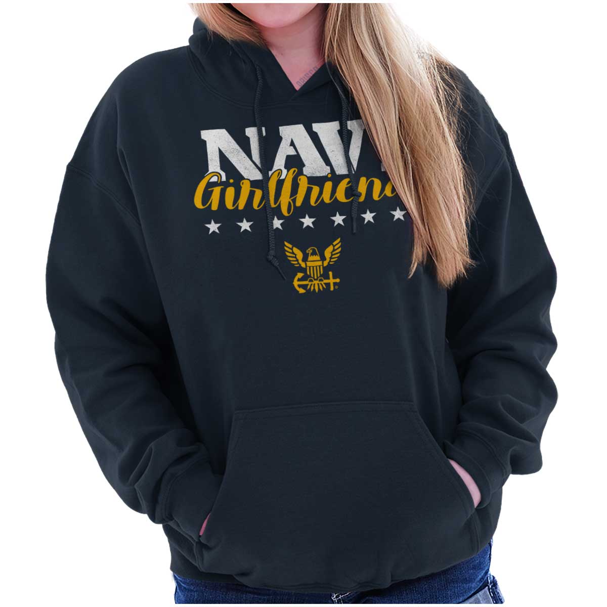 Navy Girlfriend Hoodie-Direct To Garment Print-Brisco Apparel