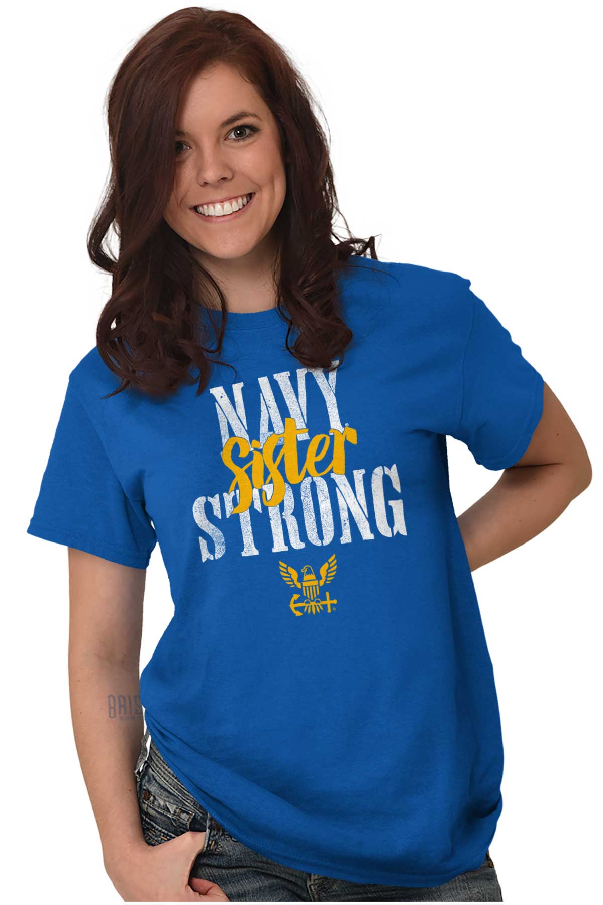 Navy Sister Strong T Shirt-Direct To Garment Print-Brisco Apparel